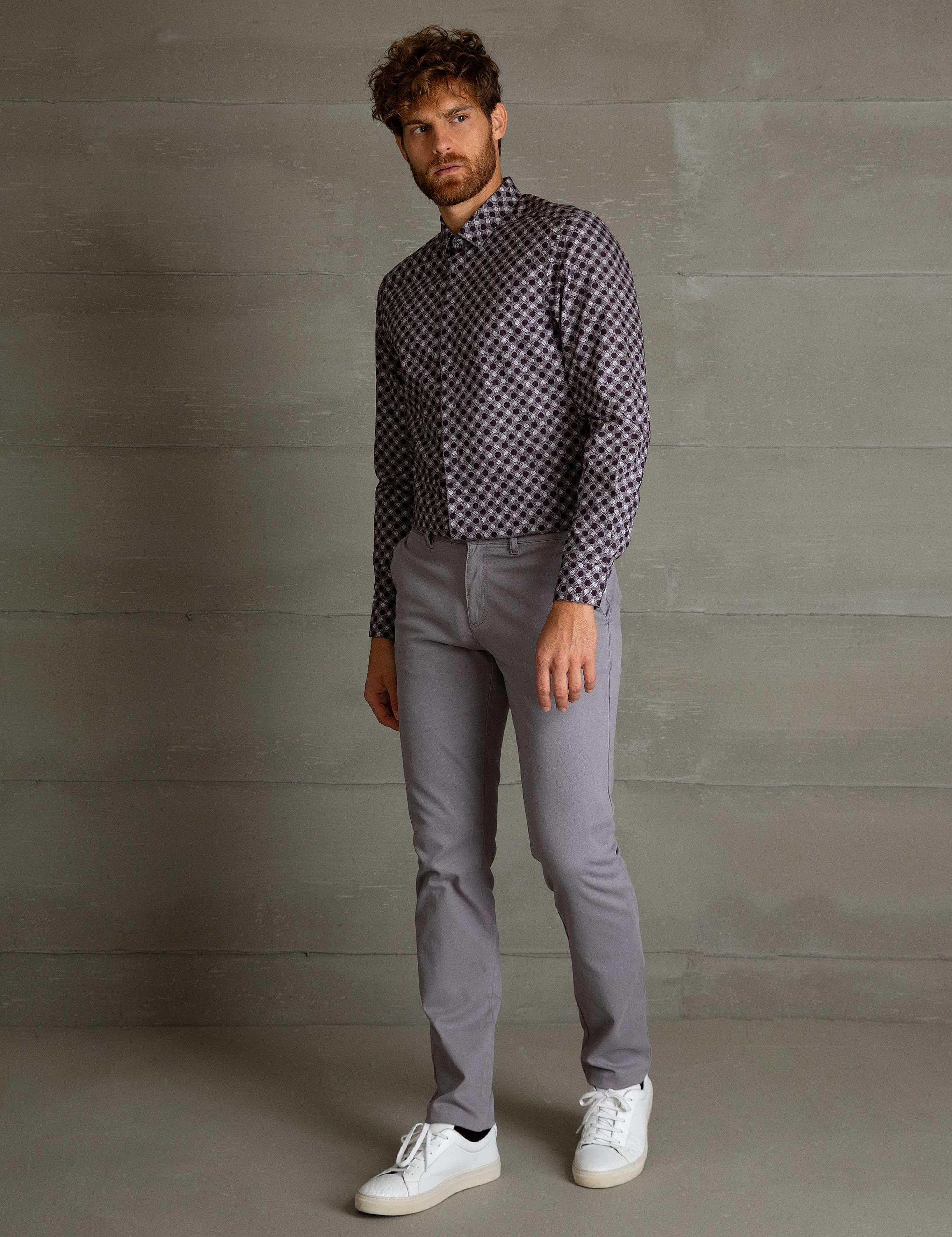 Gri Slim Fit Kanvas Pantolon