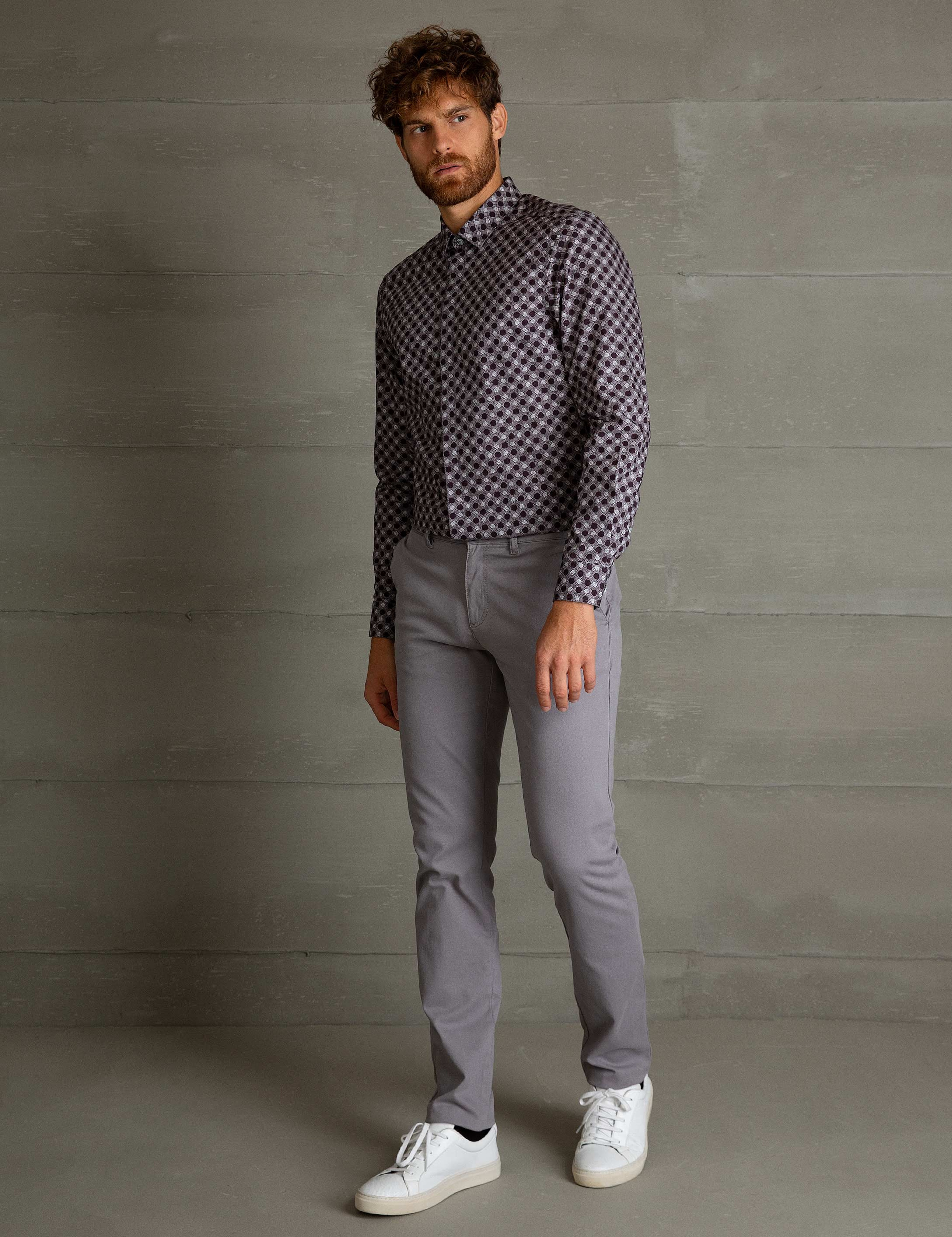 Gri Slim Fit Kanvas Pantolon - Image 2