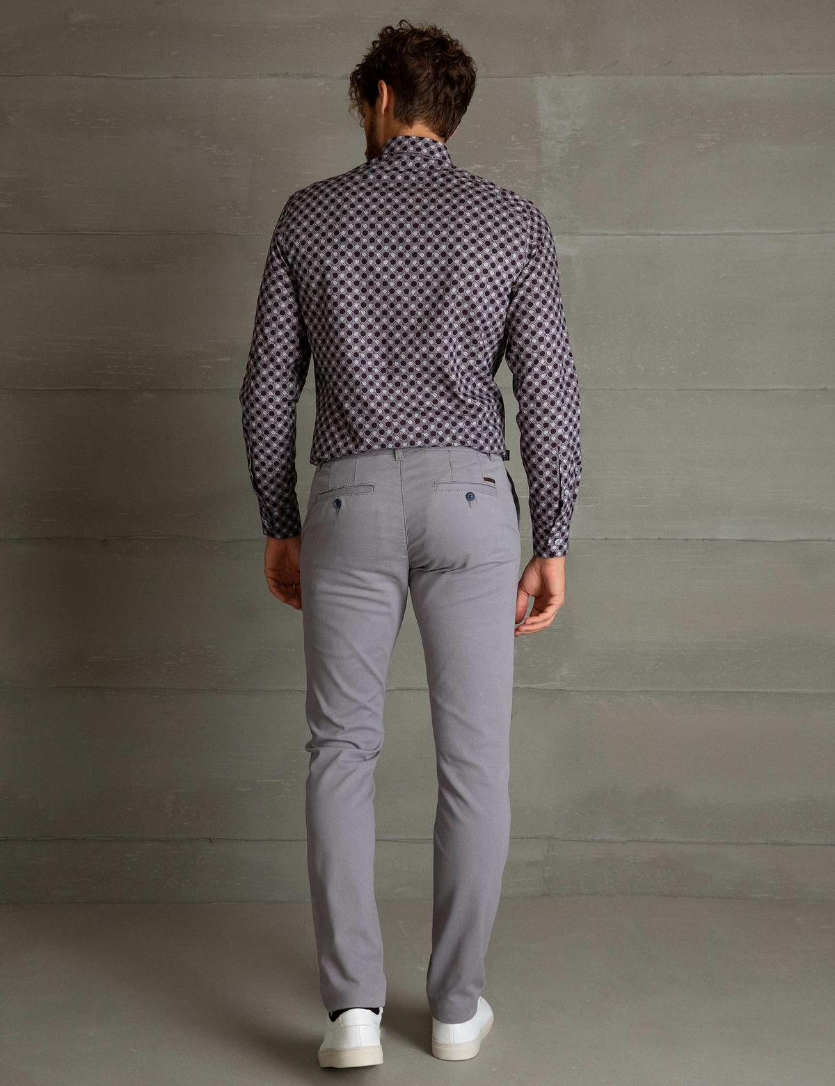 Gri Slim Fit Kanvas Pantolon - 50195936029