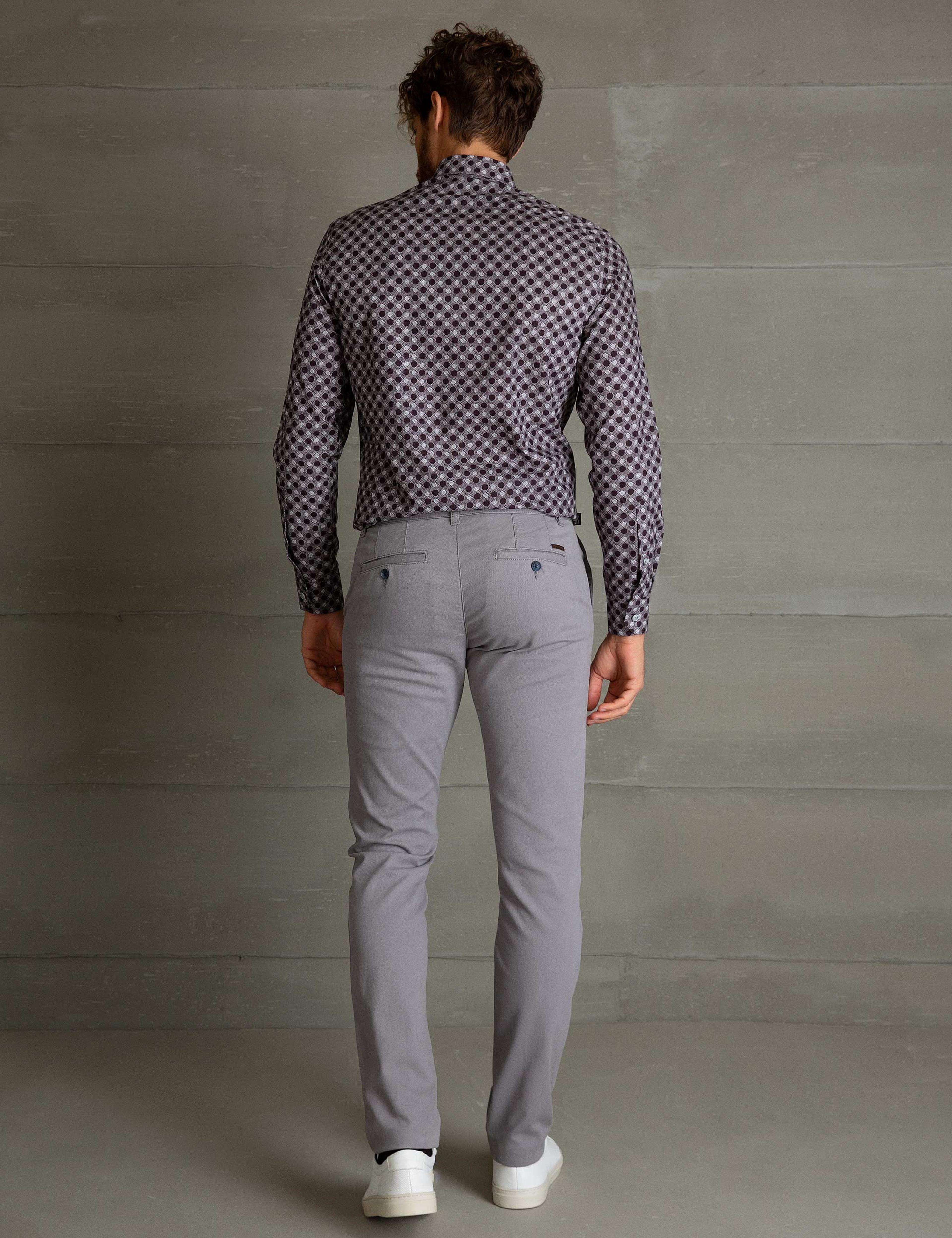 Gri Slim Fit Kanvas Pantolon - Image 3