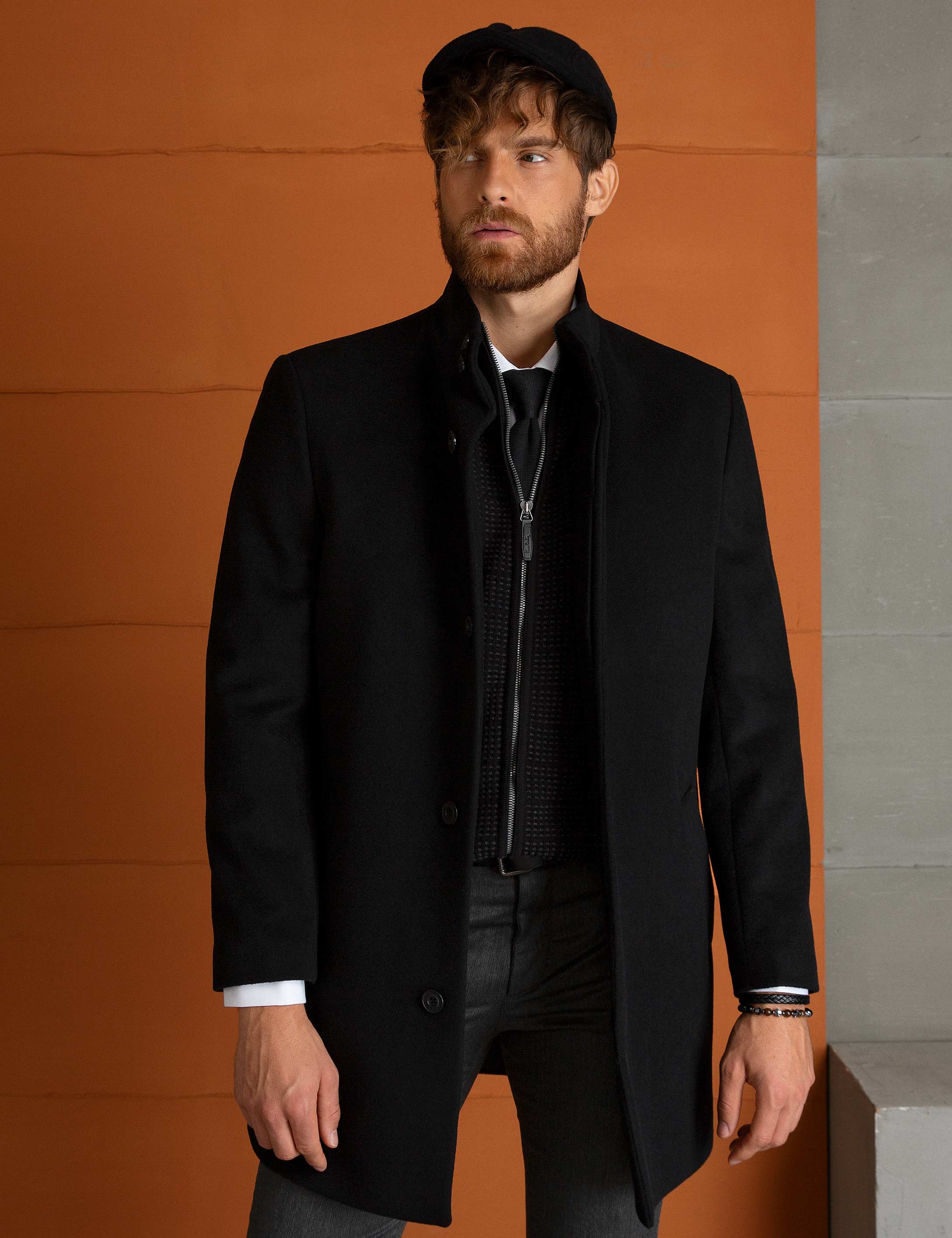 Siyah Slim Fit Palto