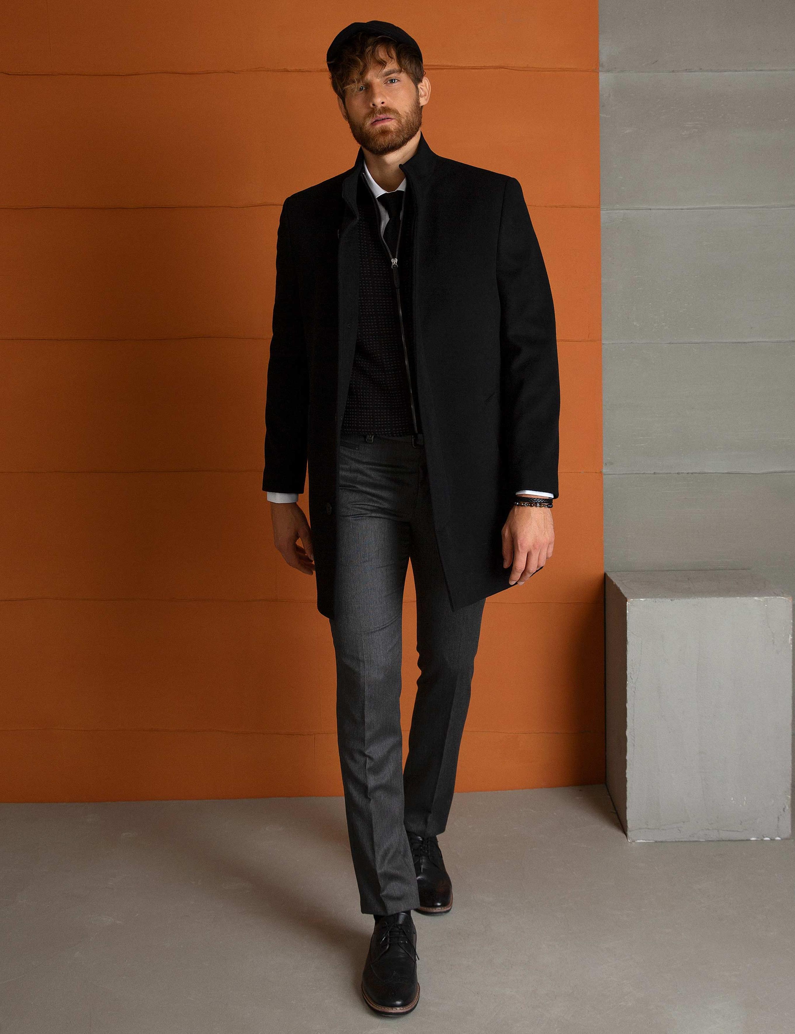 Siyah Slim Fit Palto