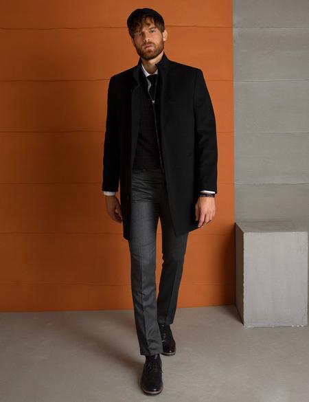 Siyah Slim Fit Palto - 50196135003