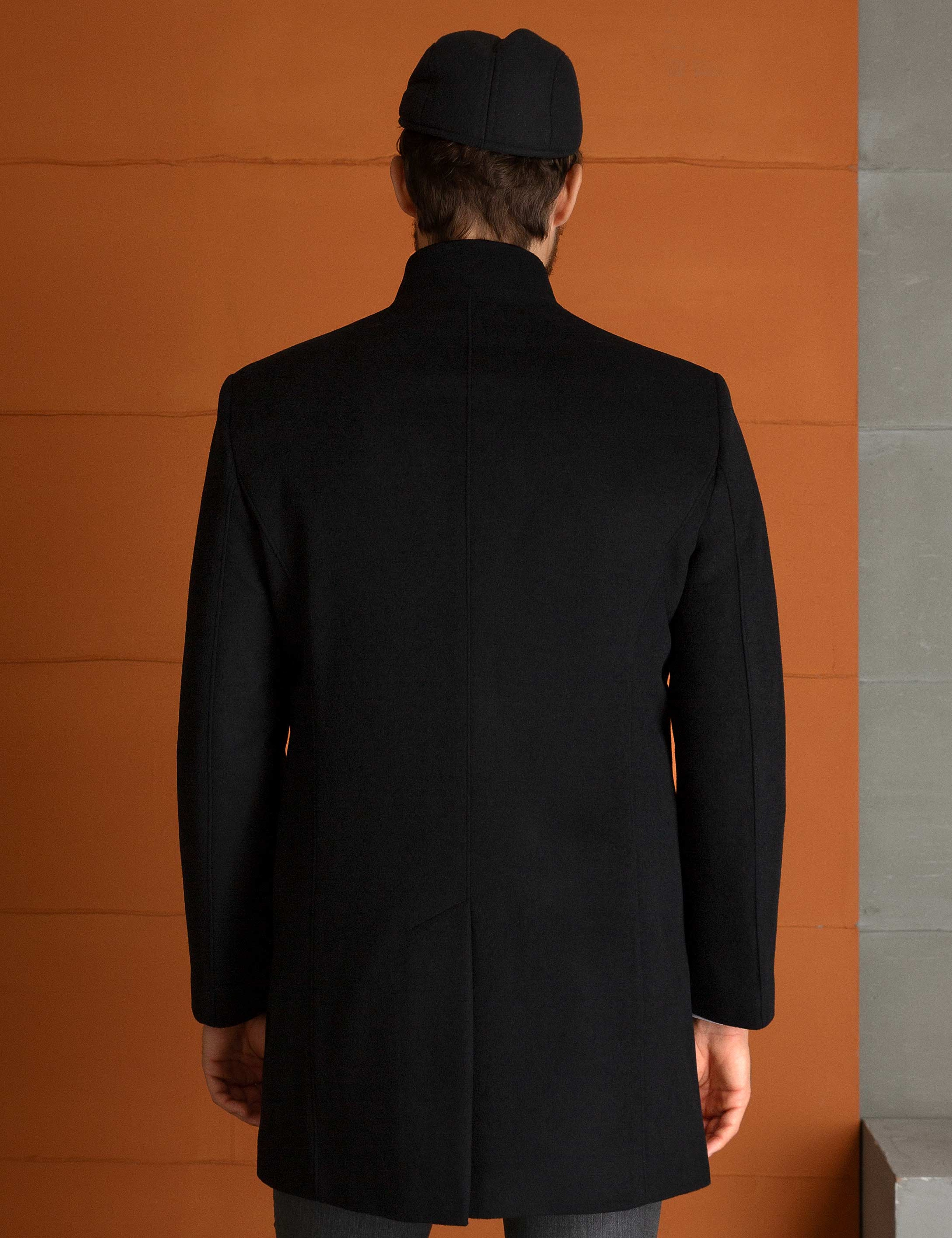 Siyah Slim Fit Palto - Image 4