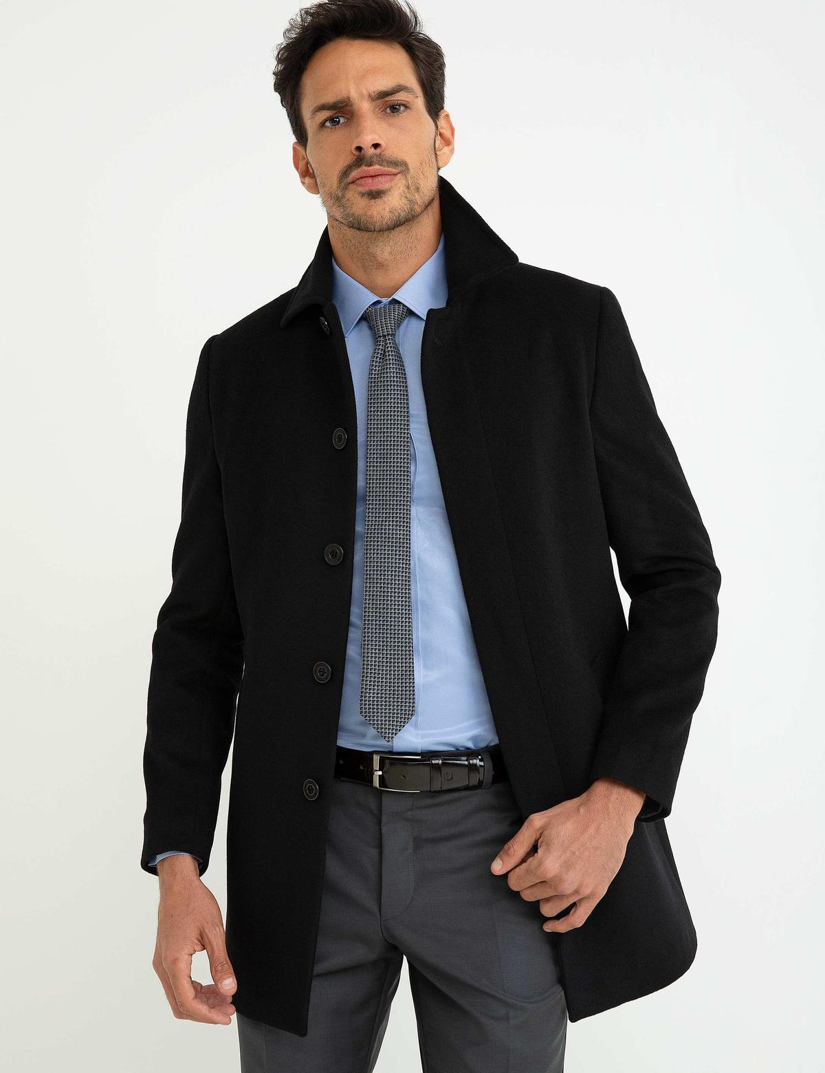 Siyah Slim Fit Kaban