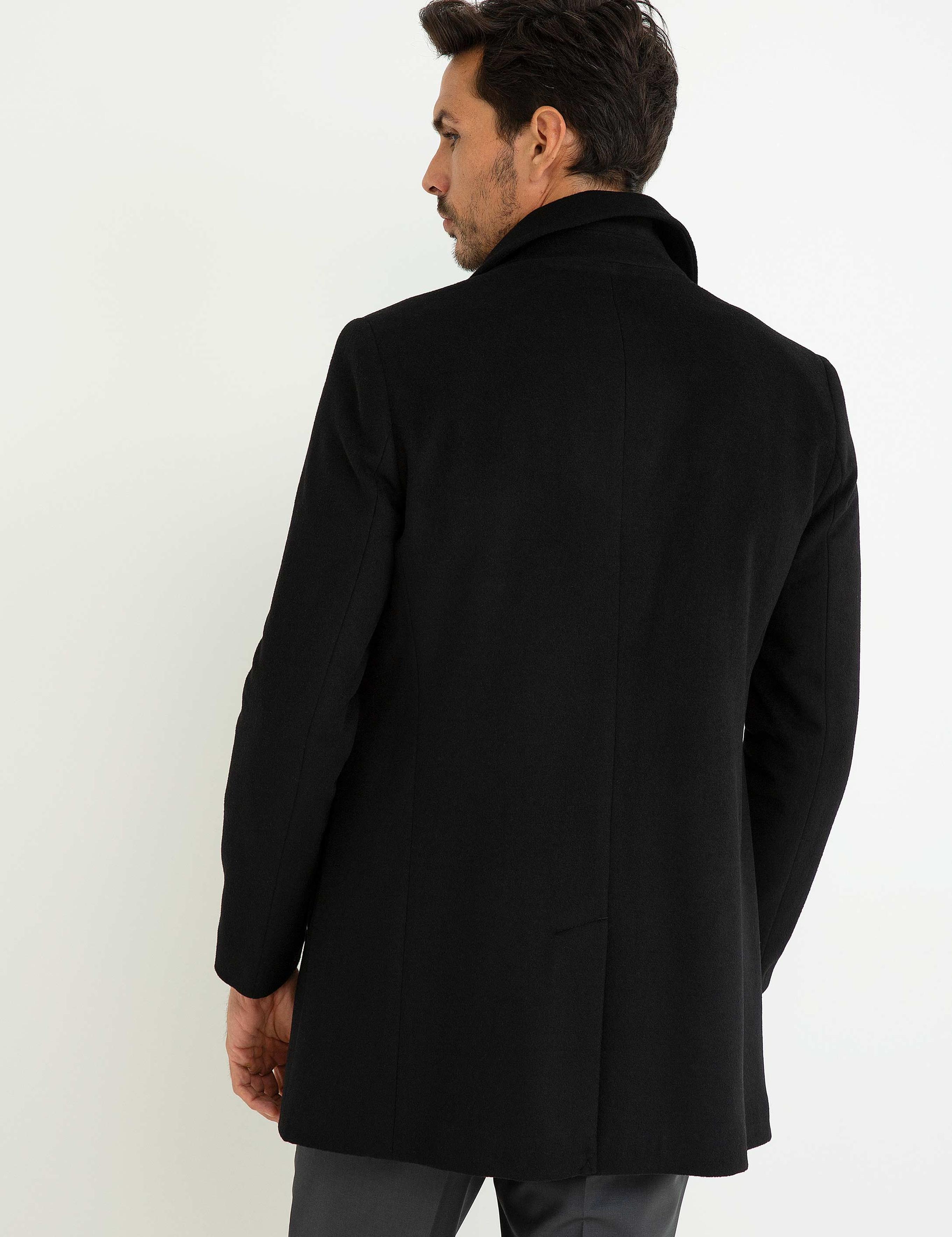 Siyah Slim Fit Kaban