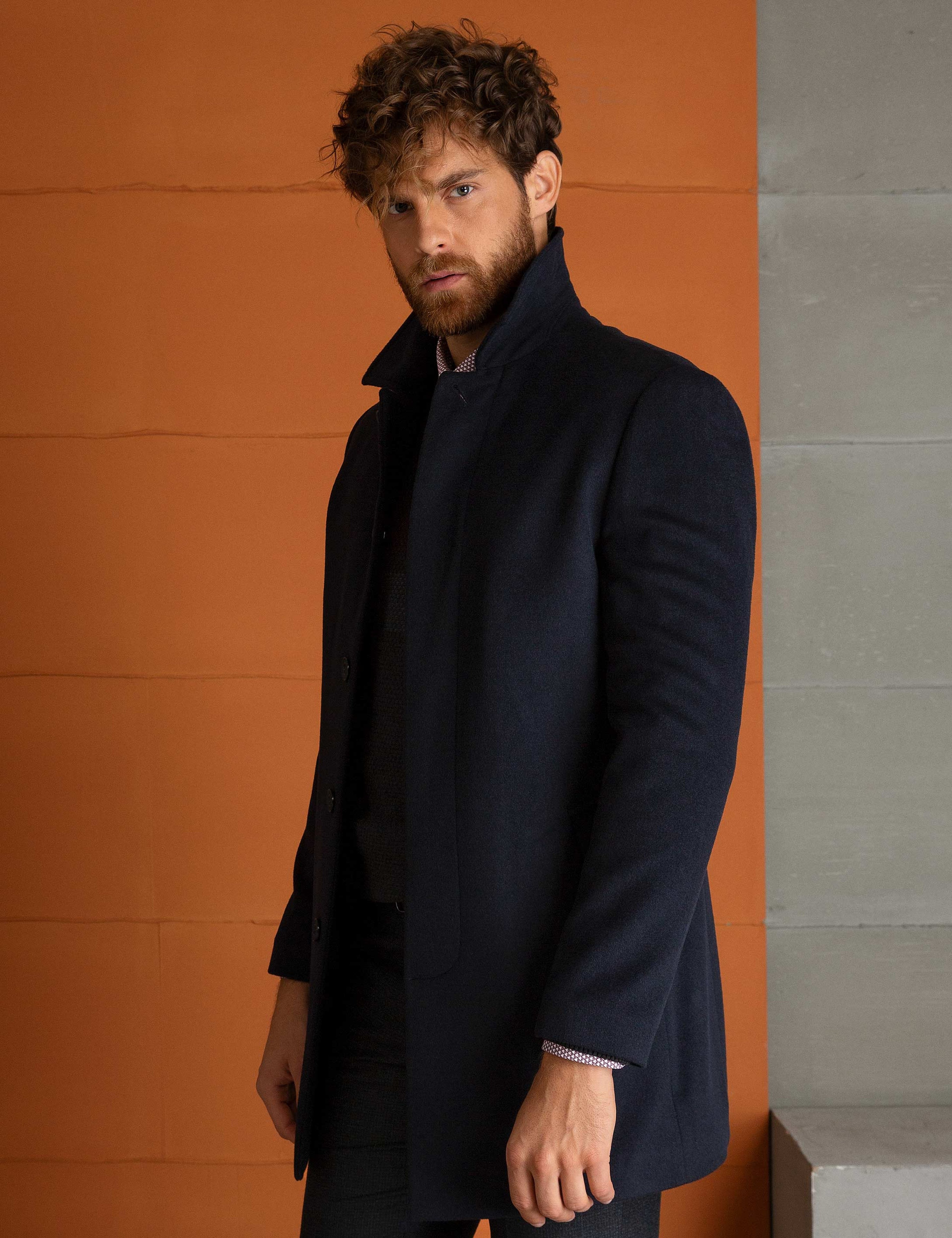 Lacivert Slim Fit Kaban