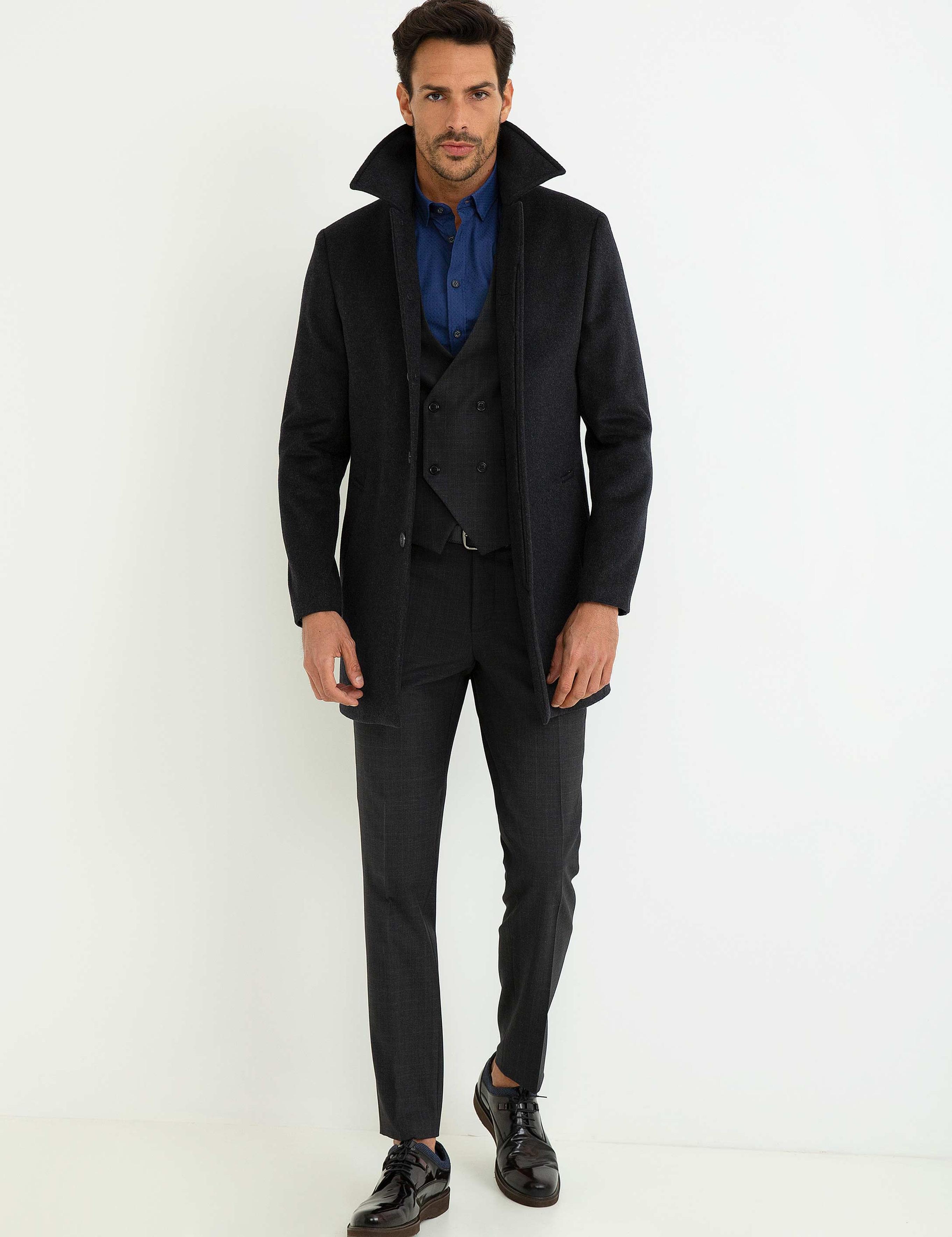 Antrasit Slim Fit Kaban