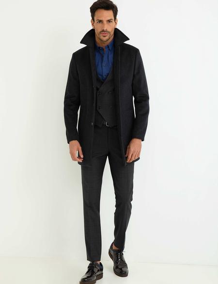 Antrasit Slim Fit Kaban - 50196138020