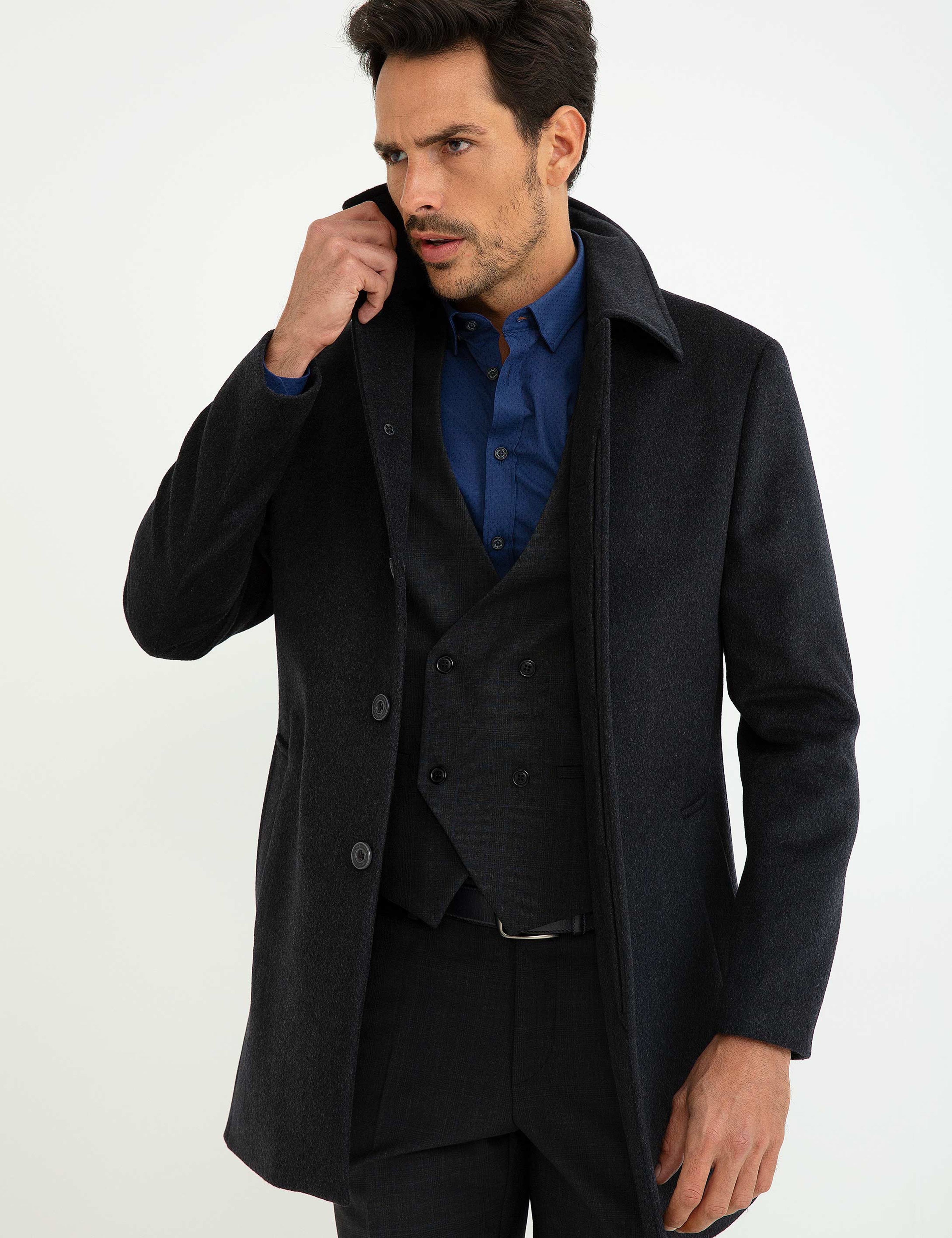 Antrasit Slim Fit Kaban - Image 1