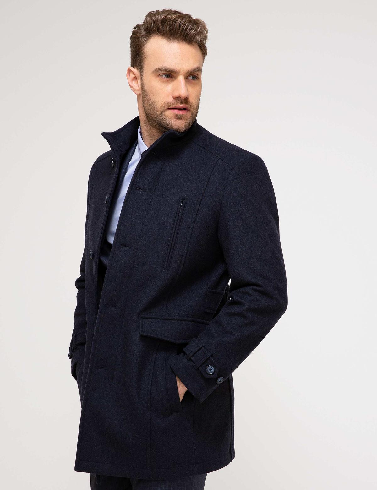 Açık Lacivert Slim Fit Palto