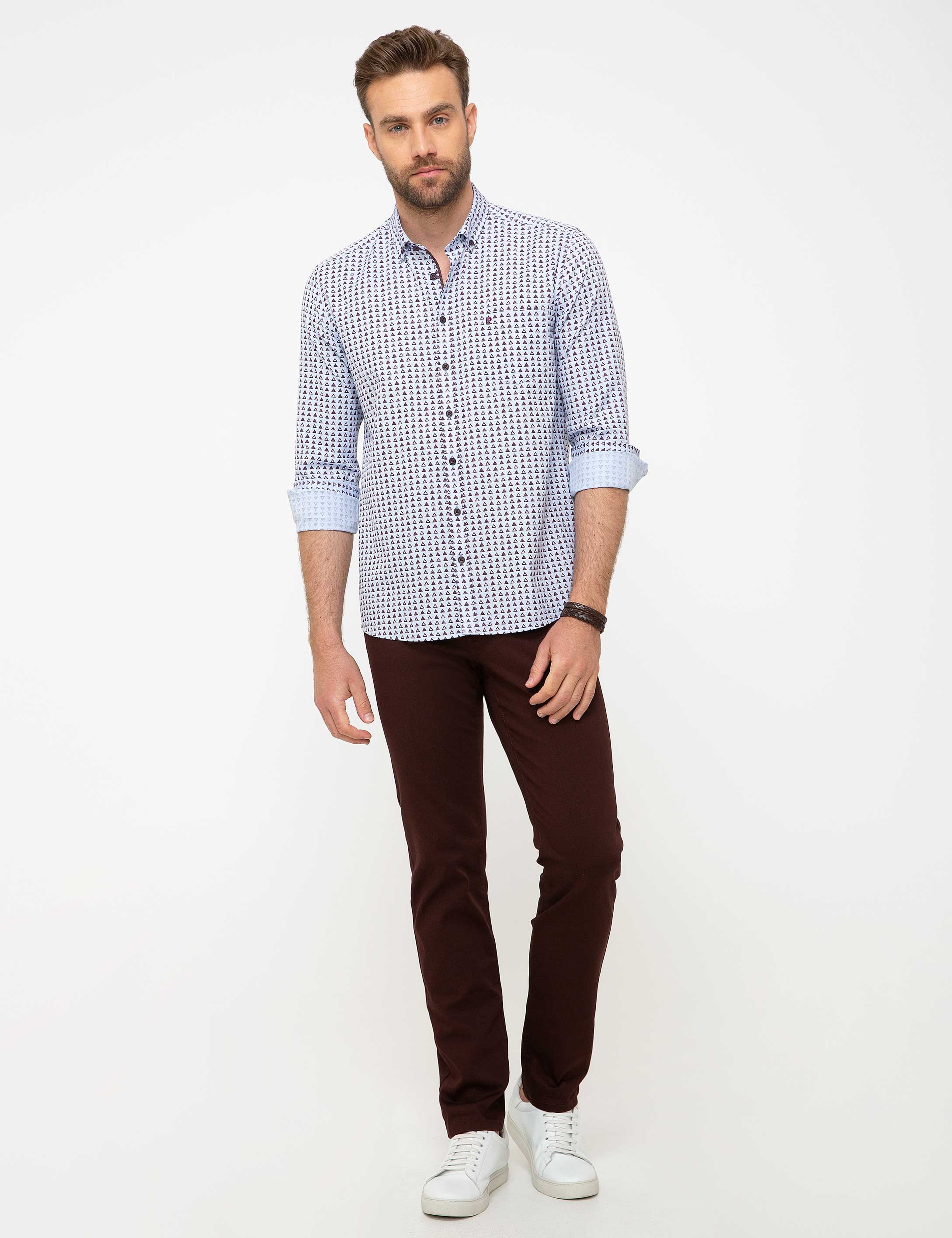 Bordo Regular Fit Uzun Kollu Gömlek - Image 4