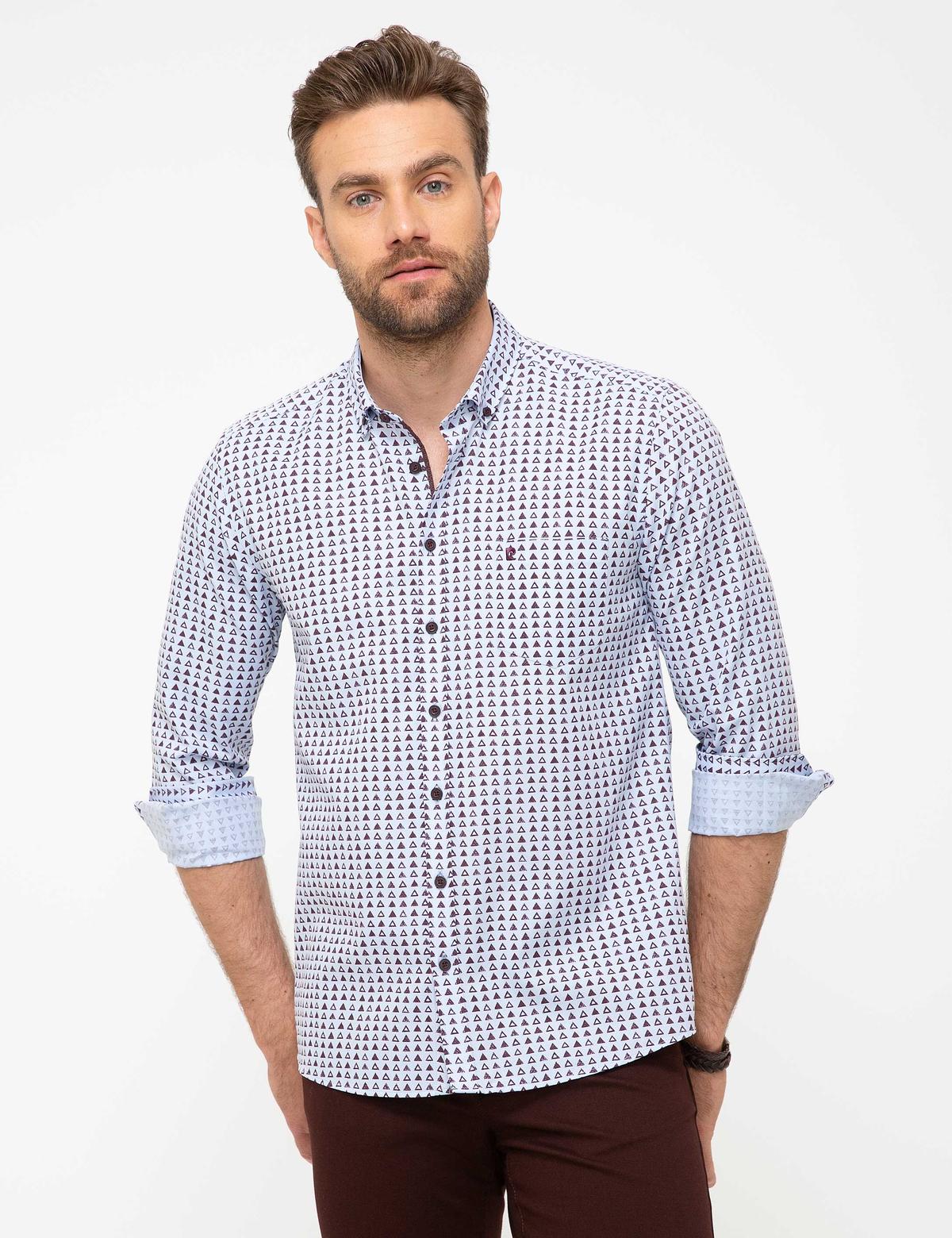 Bordo Regular Fit Uzun Kollu Gömlek - 50196709004