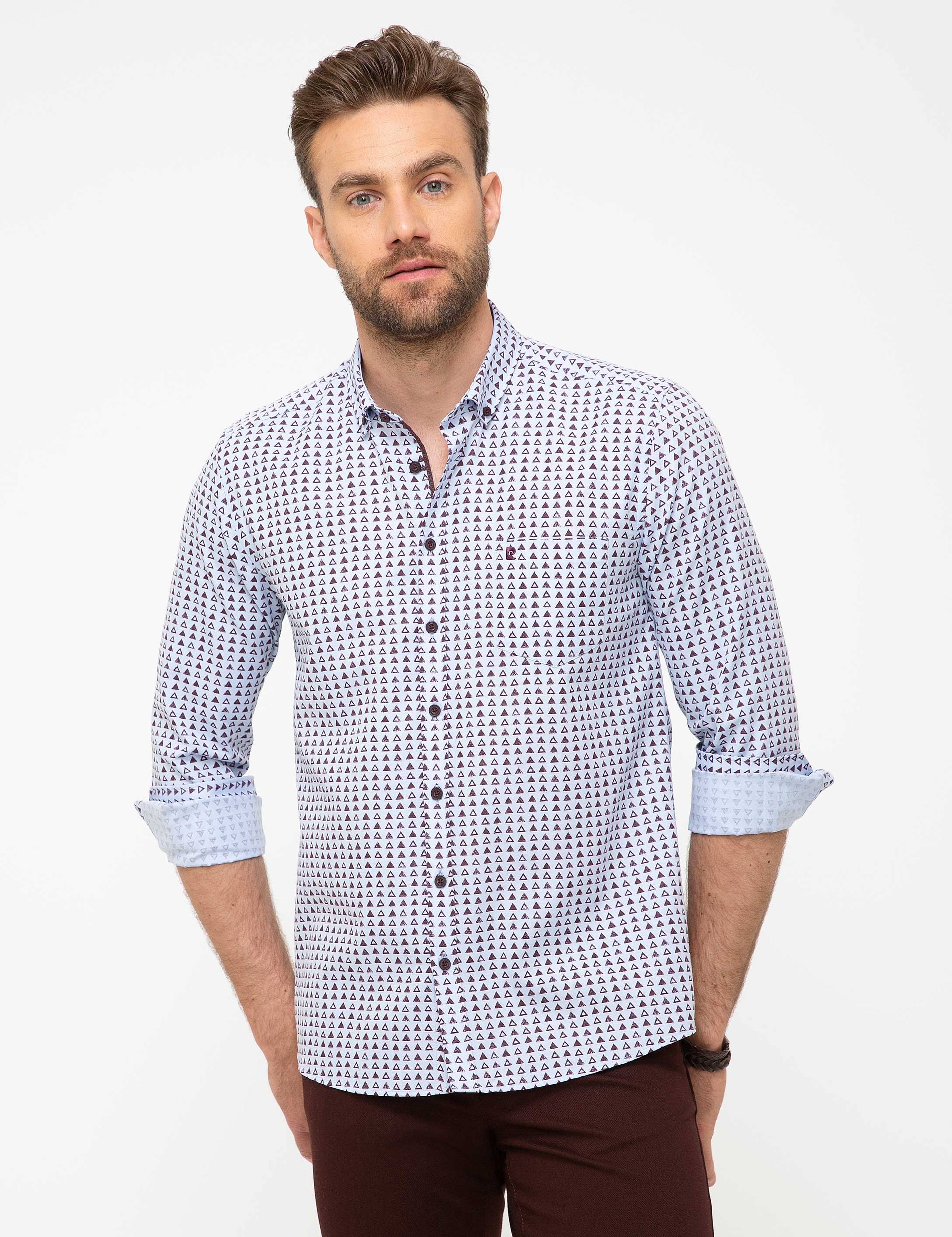 Bordo Regular Fit Uzun Kollu Gömlek - Image 2
