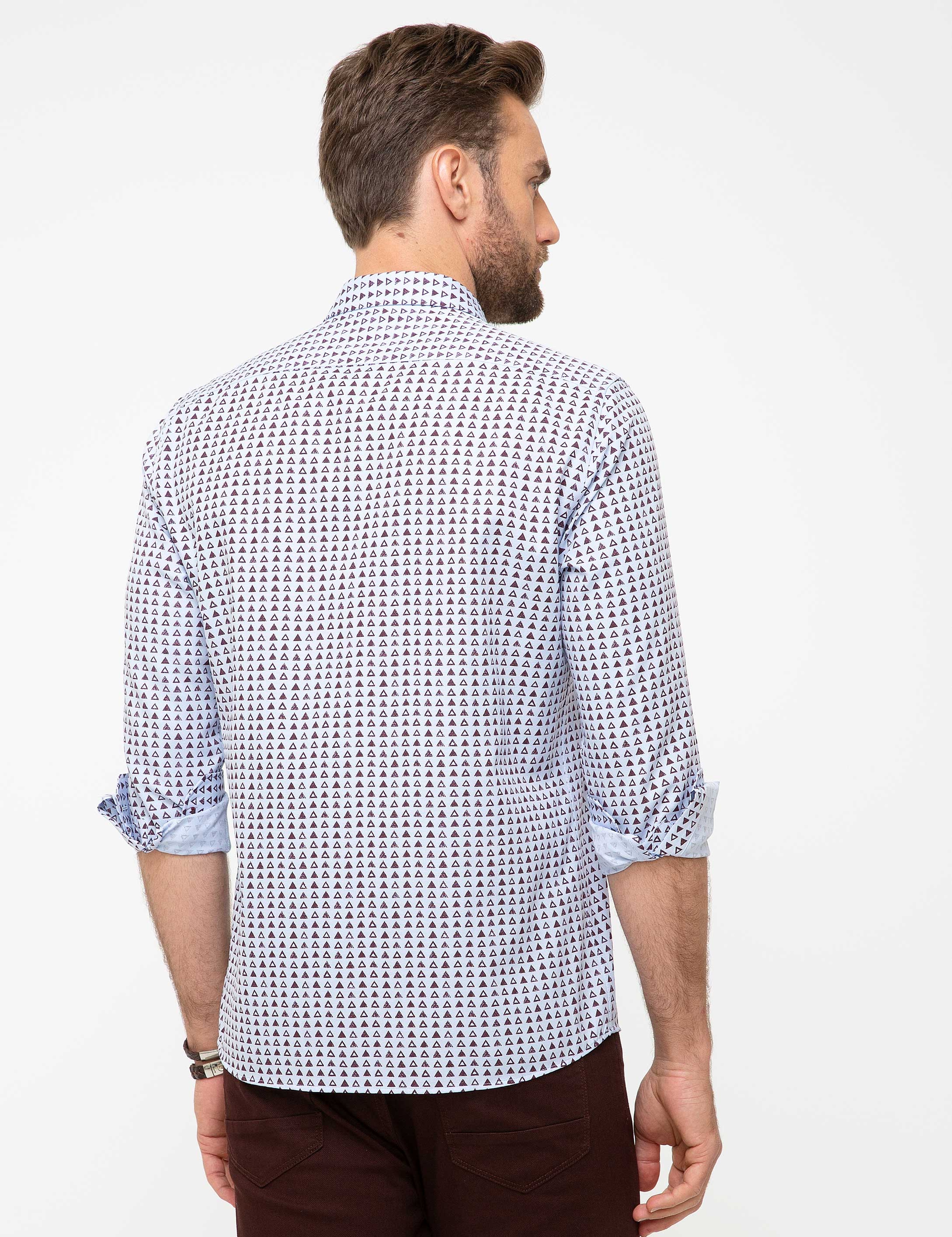 Bordo Regular Fit Uzun Kollu Gömlek - Image 3