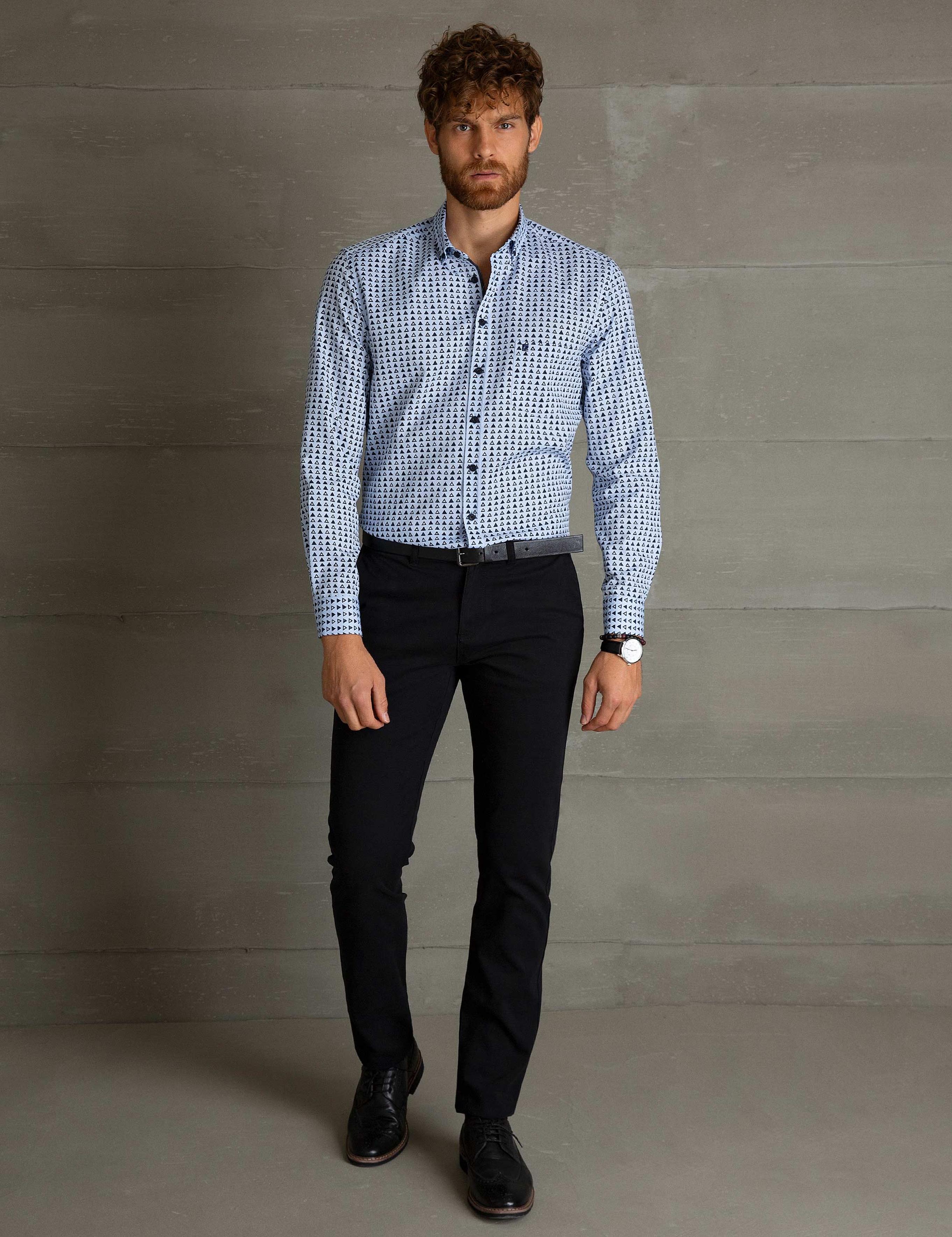 Lacivert Regular Fit Uzun Kollu Gömlek