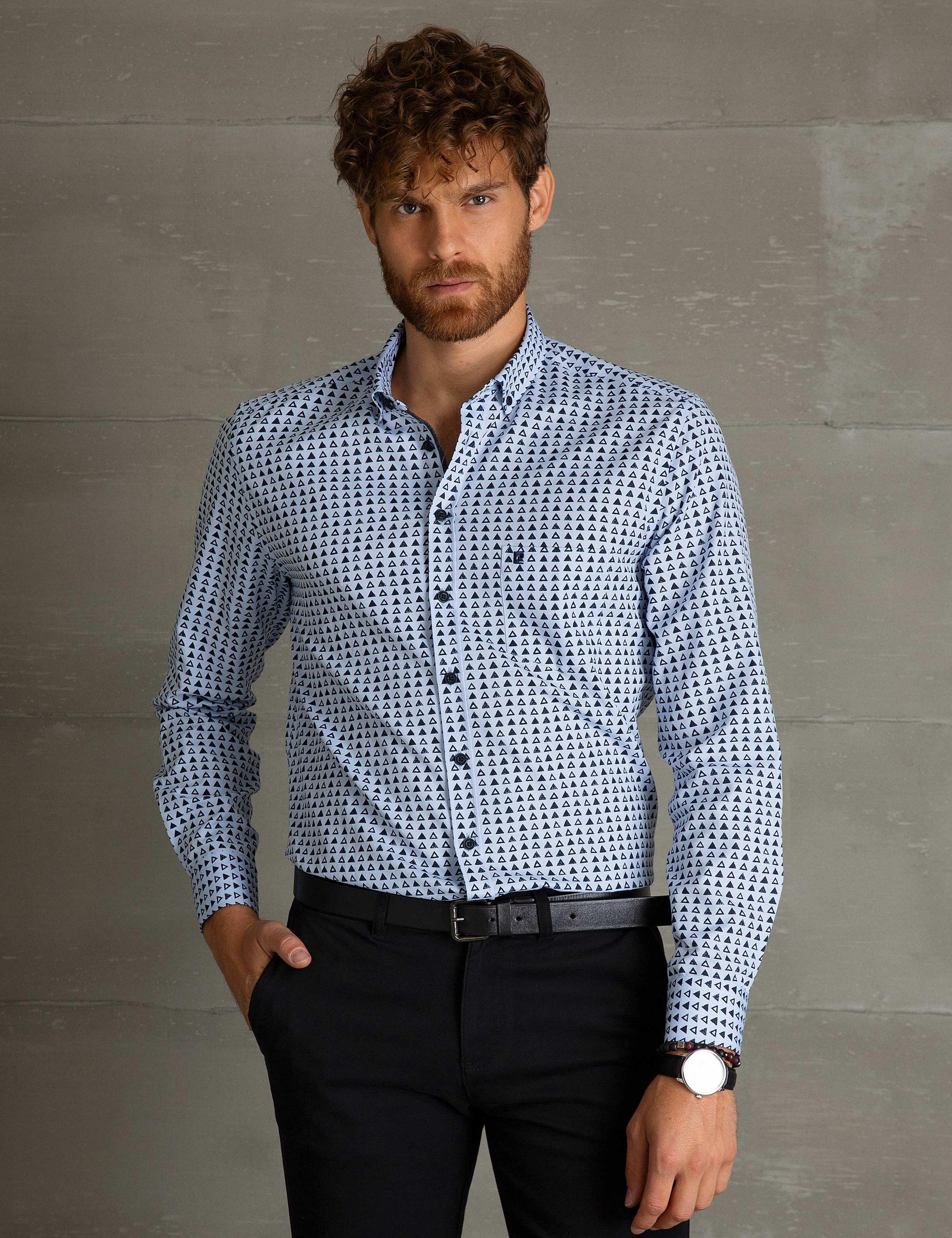 Lacivert Regular Fit Uzun Kollu Gömlek