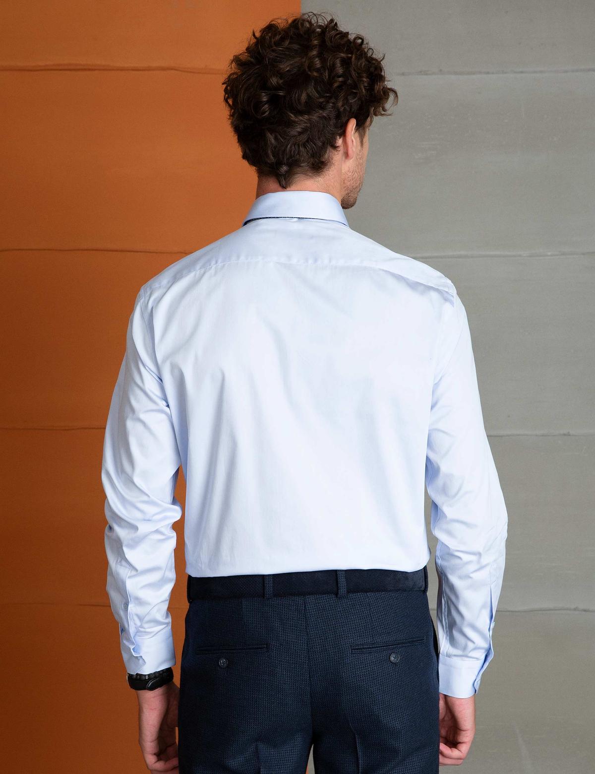 Açık Mavi Regular Fit Uzun Kollu Basic Gömlek - 50197137005