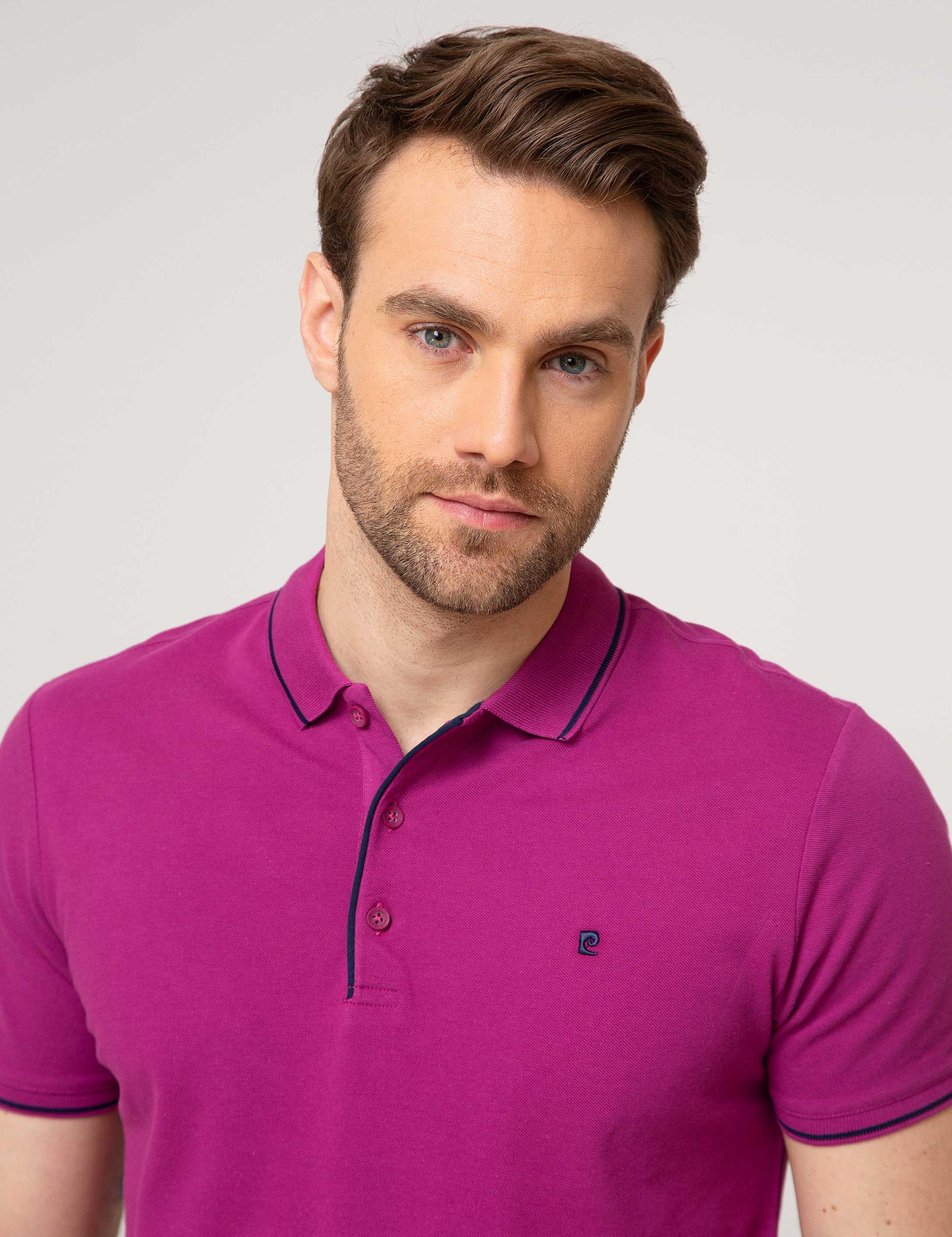 Fuşya Slim Fit Polo Yaka T-Shirt