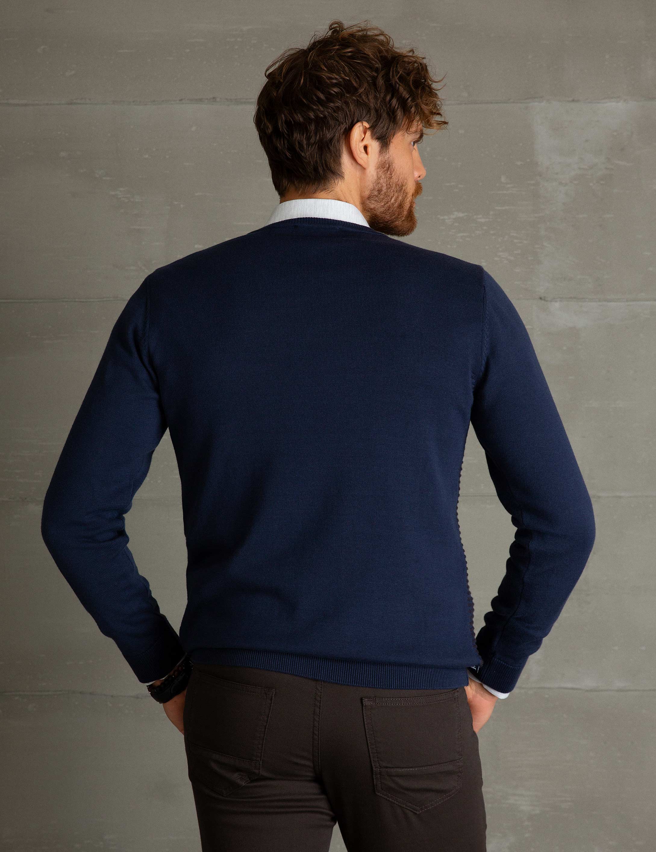 Lacivert Slim Fit Triko Kazak