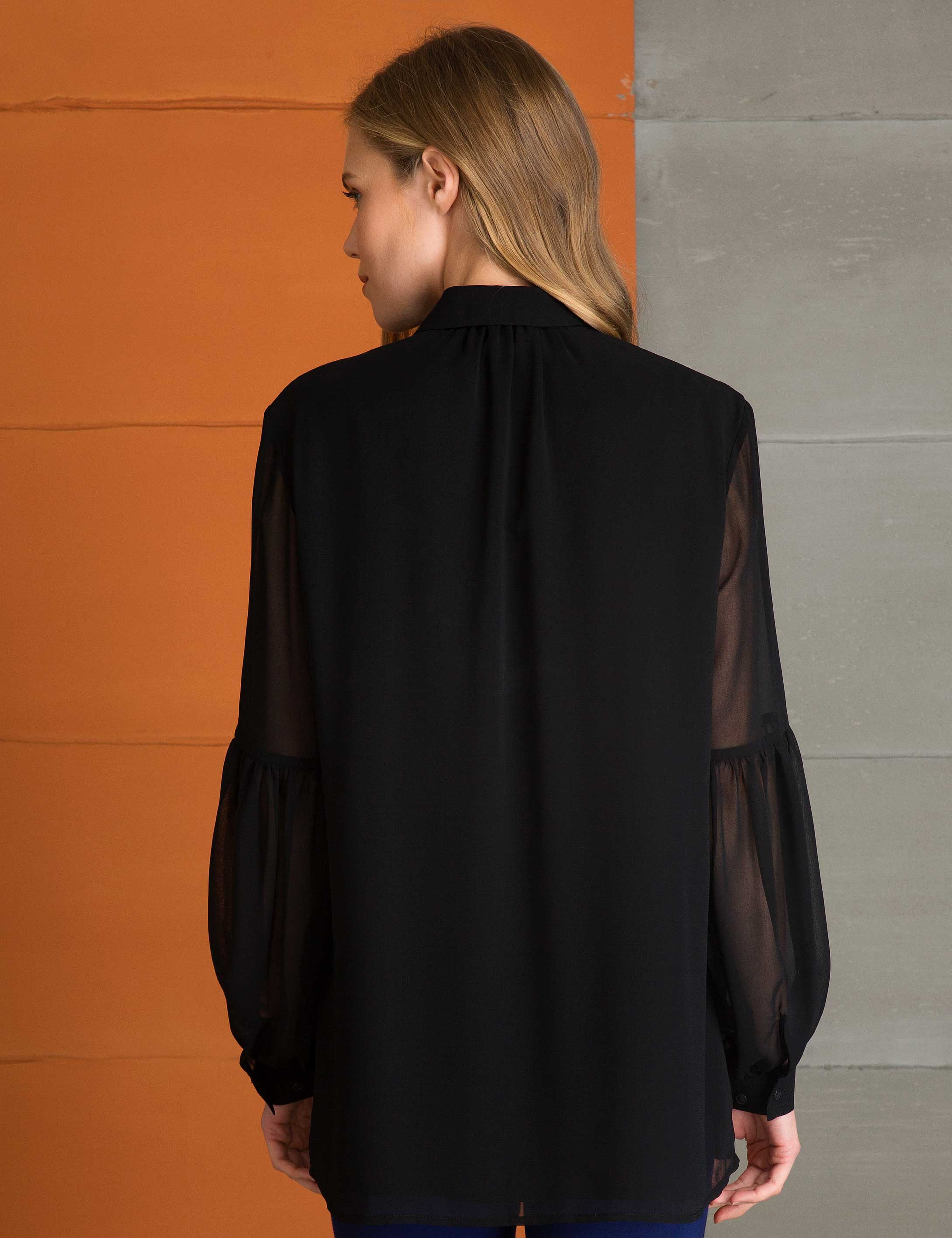 Siyah Comfort Fit Uzun Kollu Gömlek - Image 3
