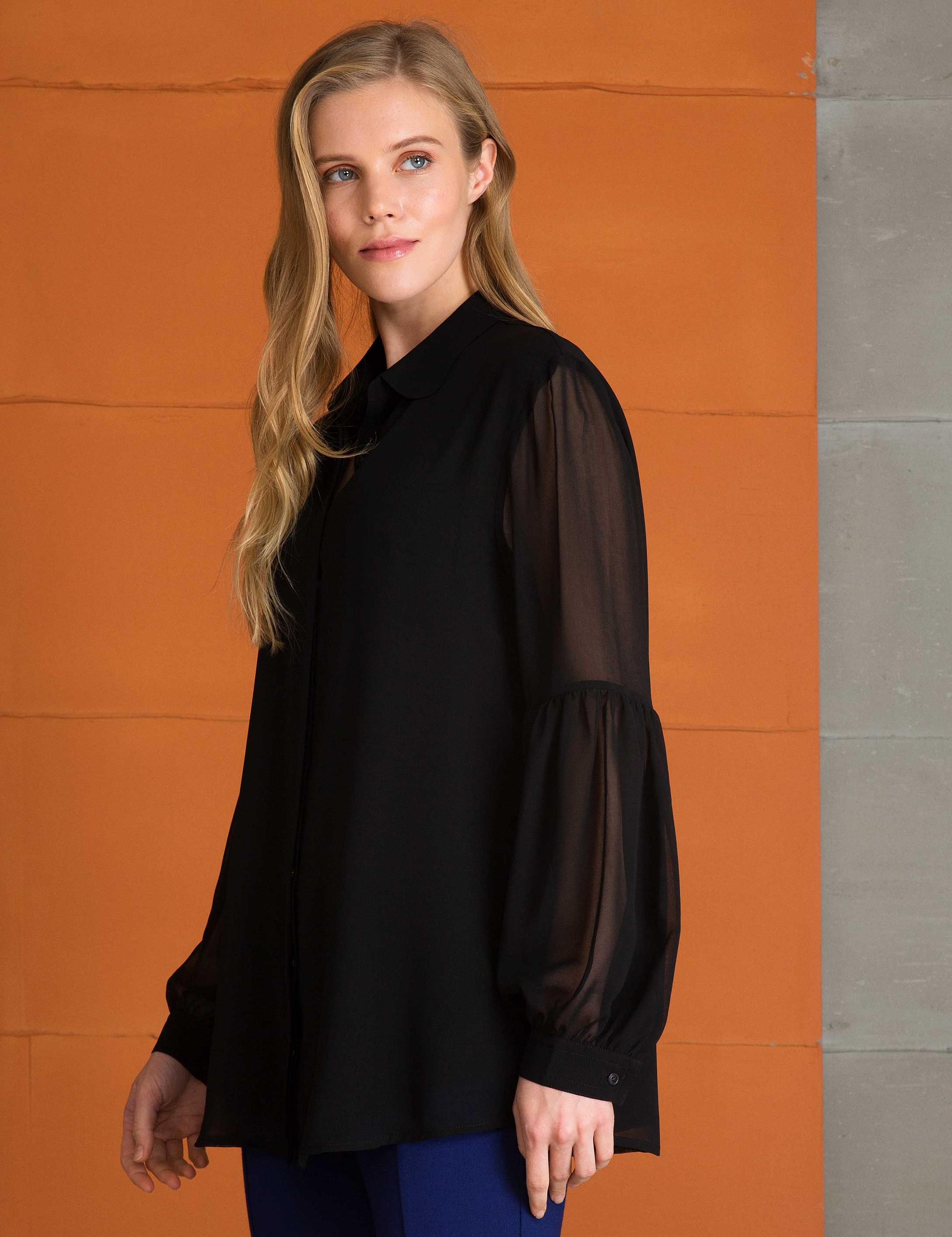 Siyah Comfort Fit Uzun Kollu Gömlek