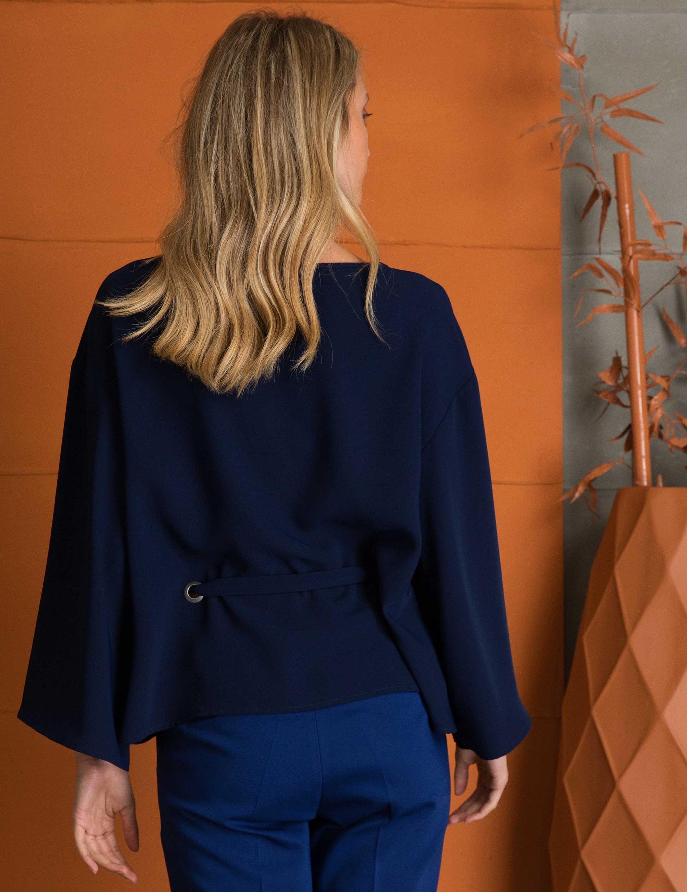 Lacivert Oversize Uzun Kollu Gömlek