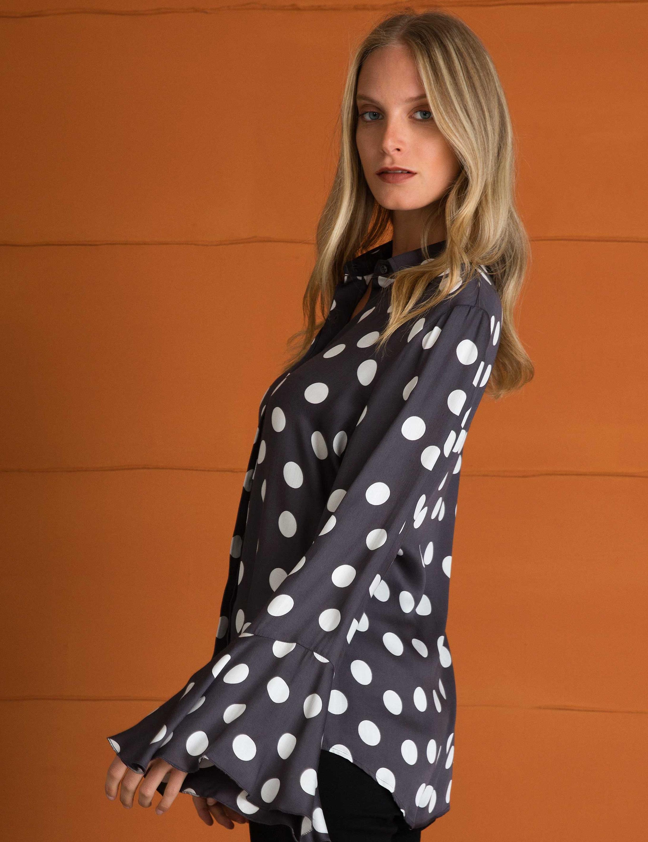 Gri Slim Fit Uzun Kollu Gömlek