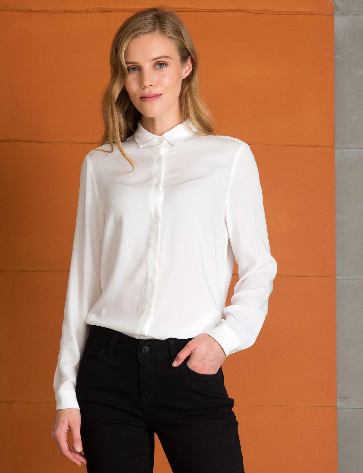 Ekru Comfort Fit Uzun Kollu Gömlek - 50197267049