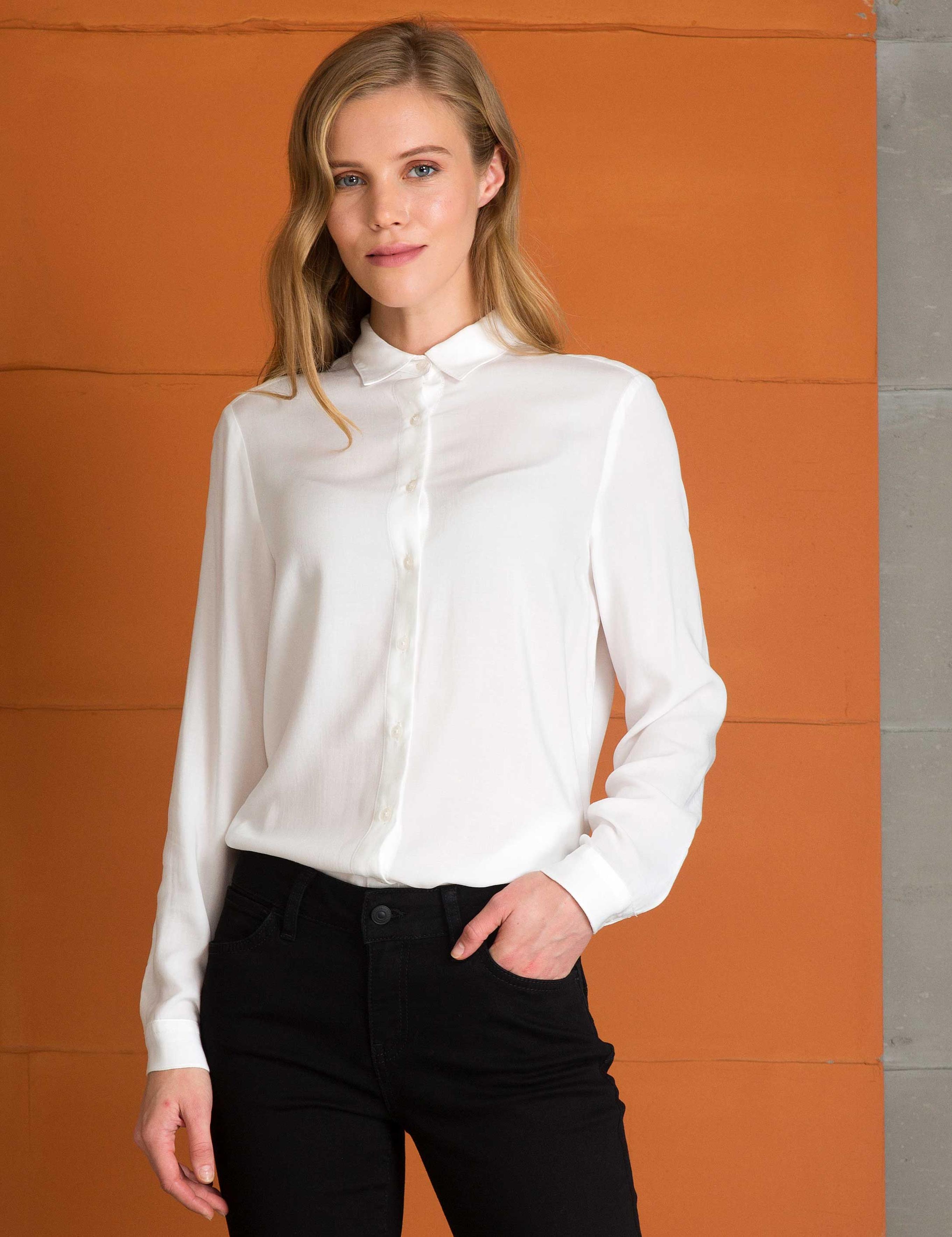 Ekru Comfort Fit Uzun Kollu Gömlek