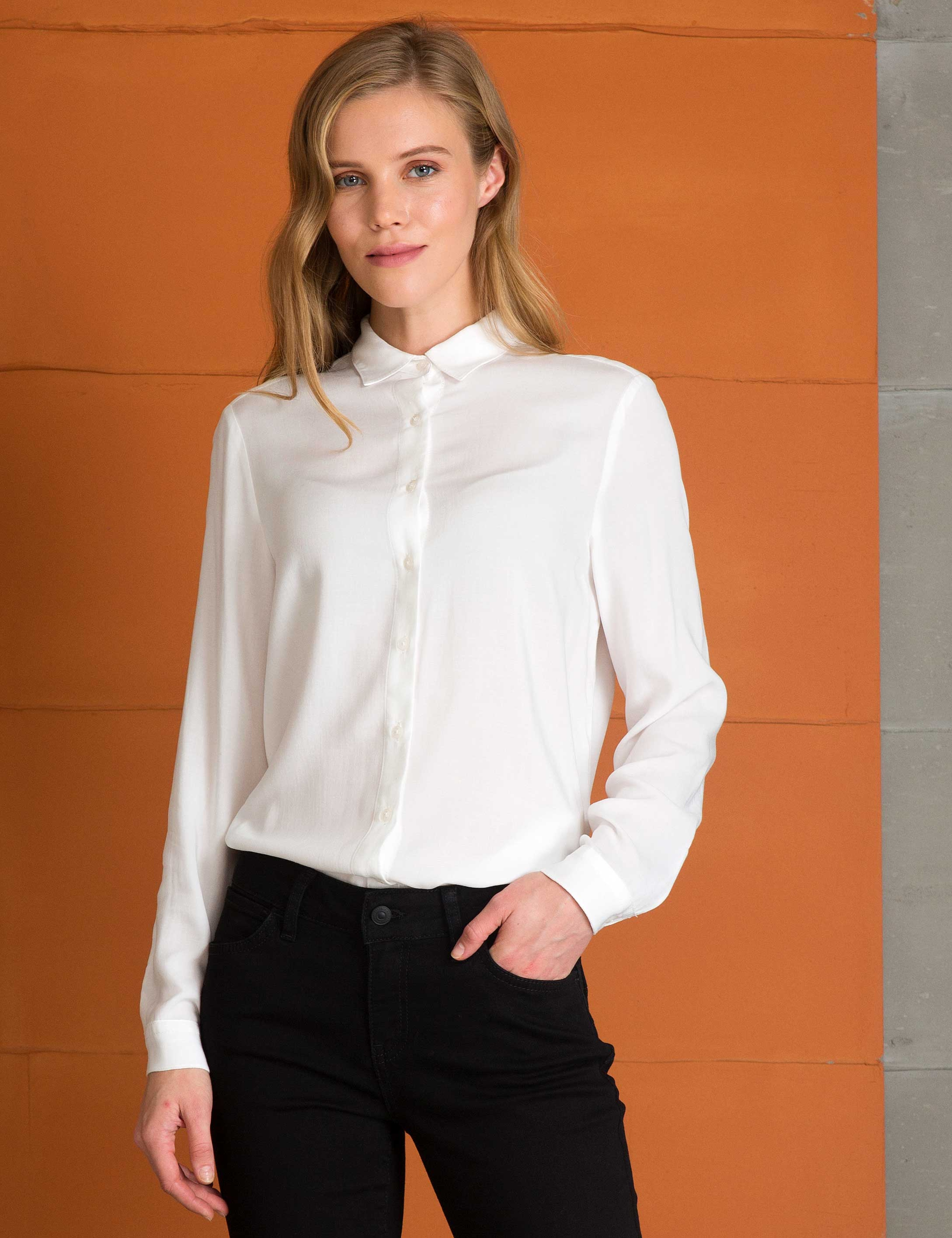 Ekru Comfort Fit Uzun Kollu Gömlek