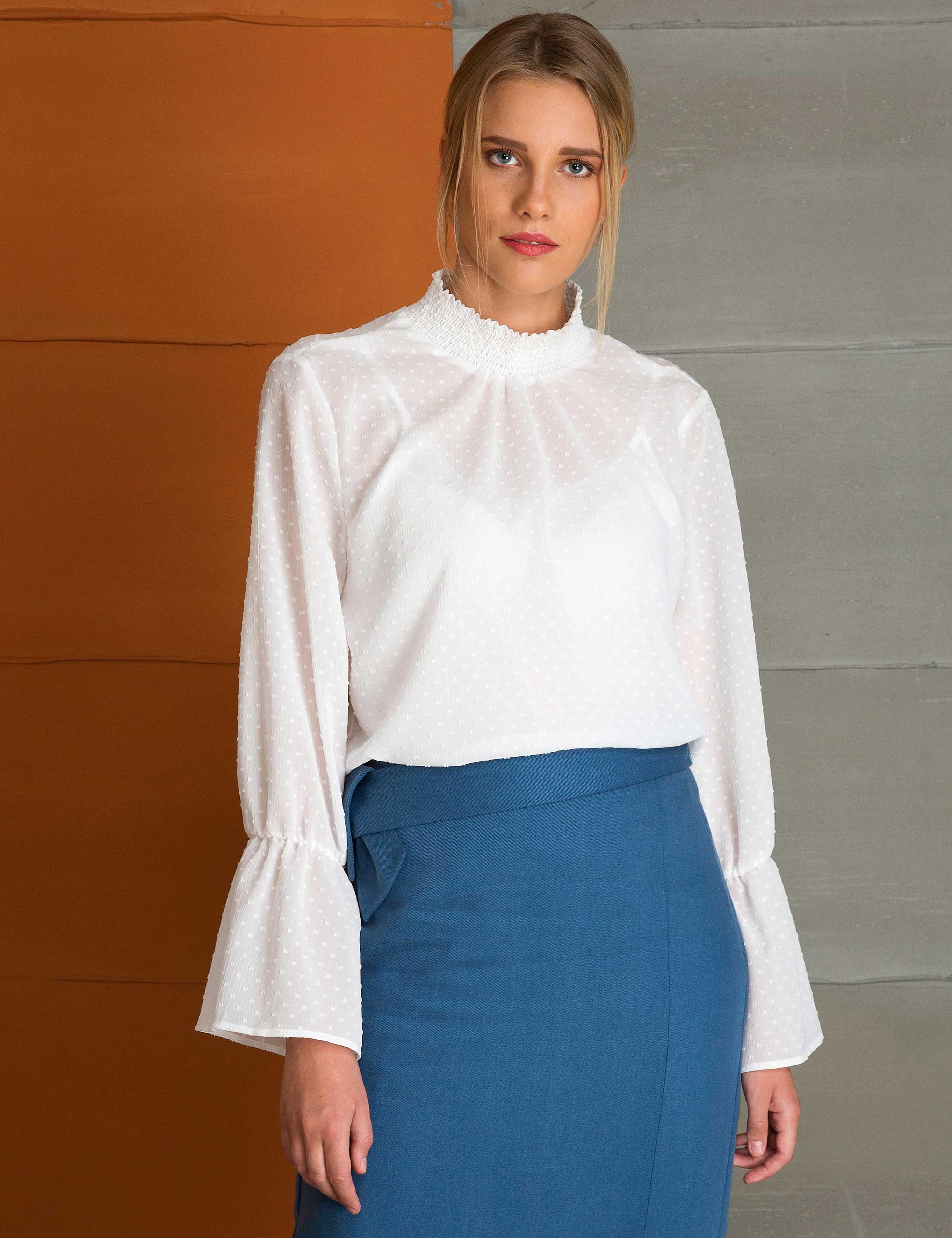 Ekru Comfort Fit Bluz