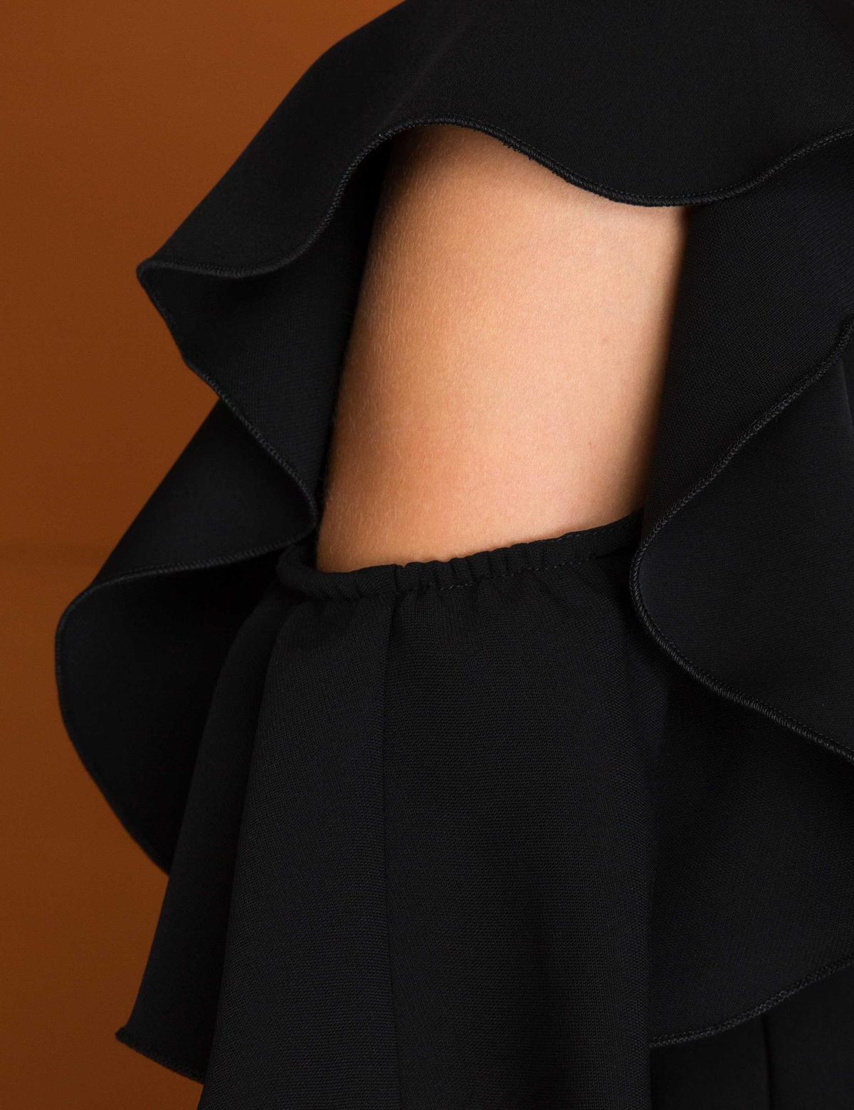 Siyah Dokuma Elbise - 50197296003