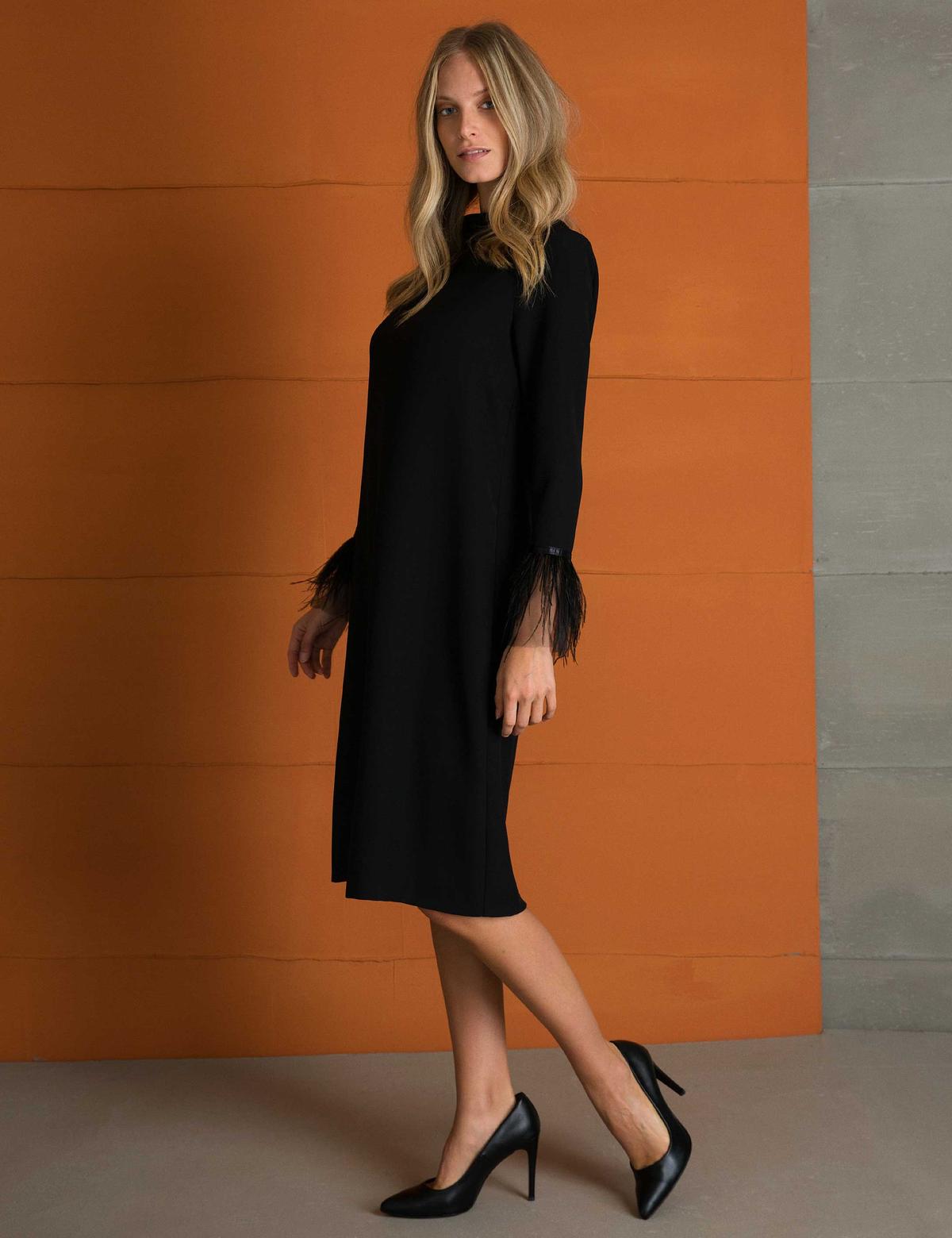 Siyah Dokuma Elbise - 50197301004