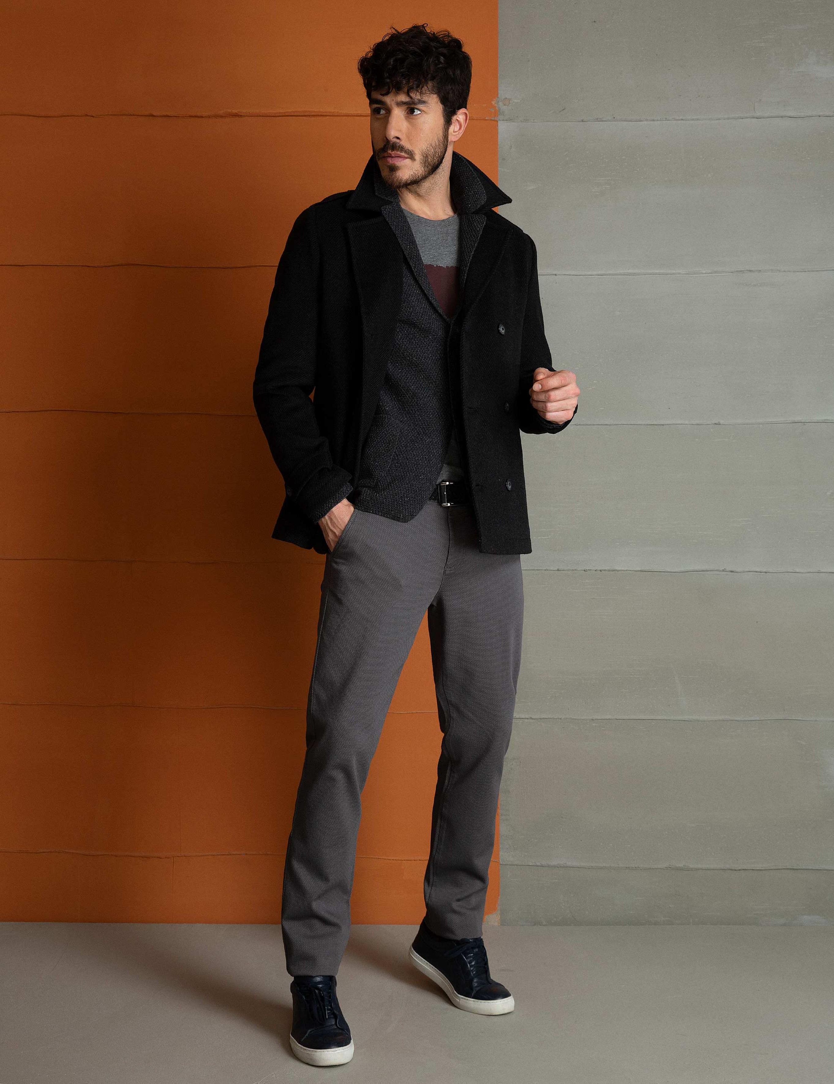 Siyah Slim Fit Kaban