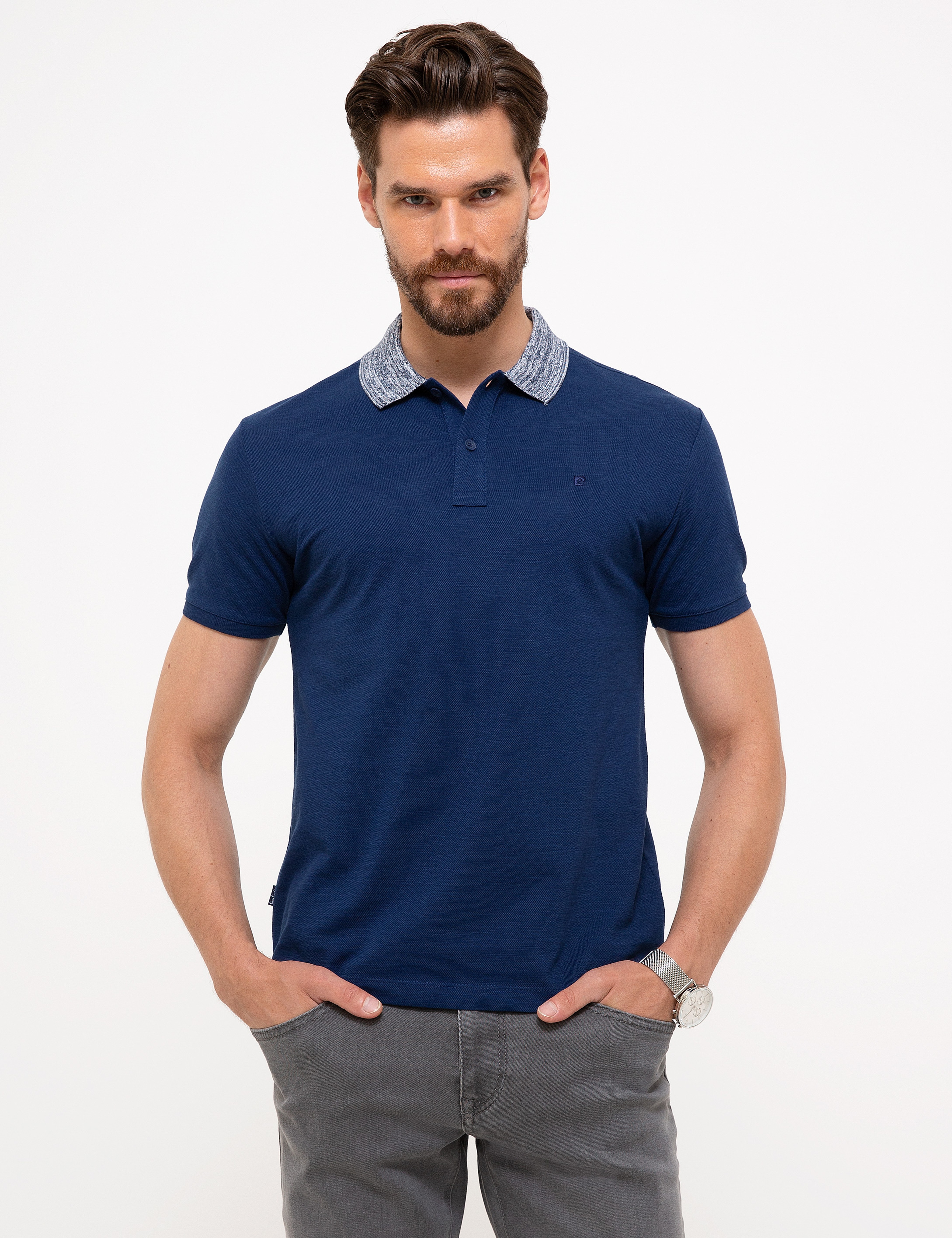 Lacivert Slim Fit Polo Yaka Tişört - Image 1