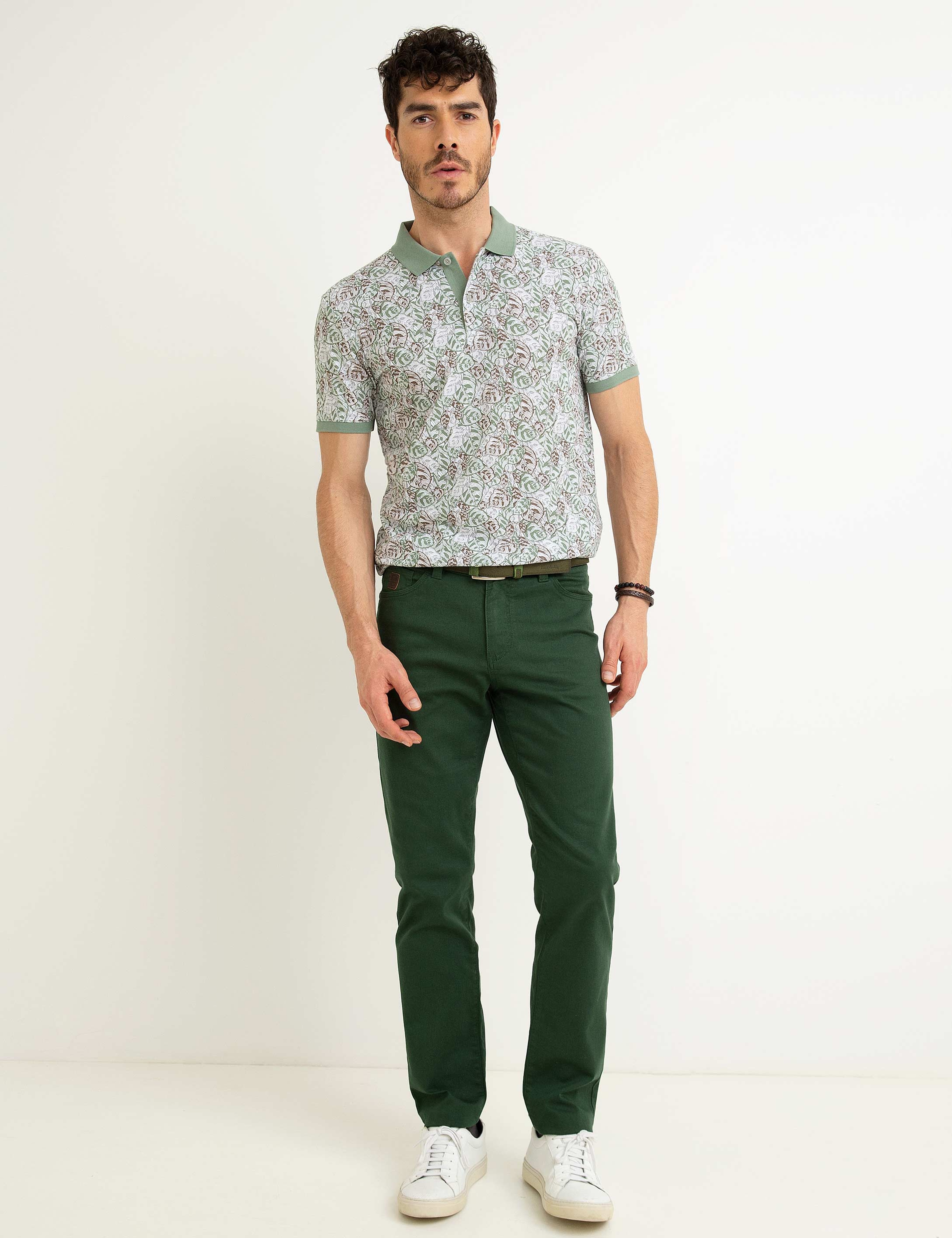 Gri Slim Fit Polo Yaka T-Shirt - Image 1