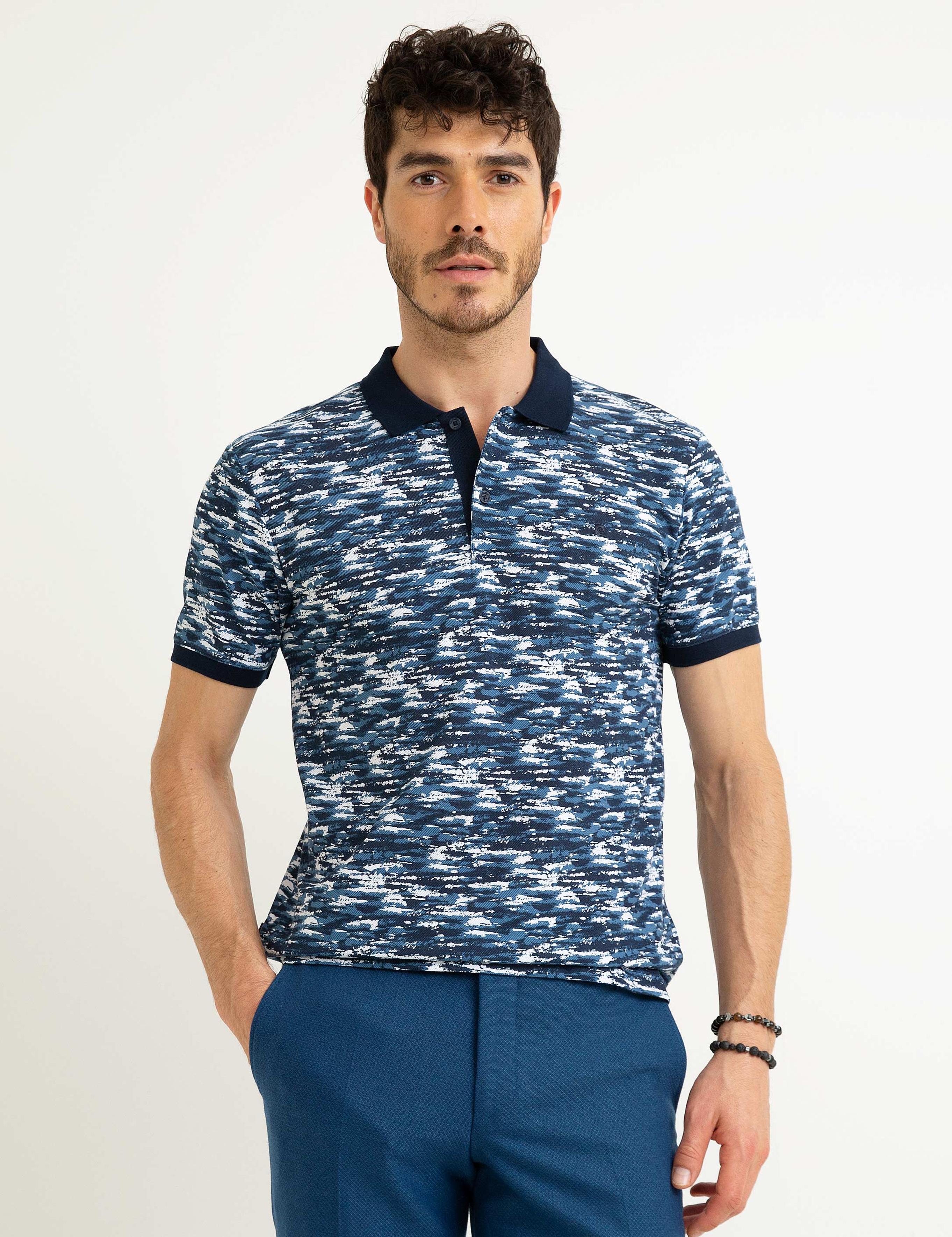Lacivert Slim Fit Polo Yaka T-Shirt