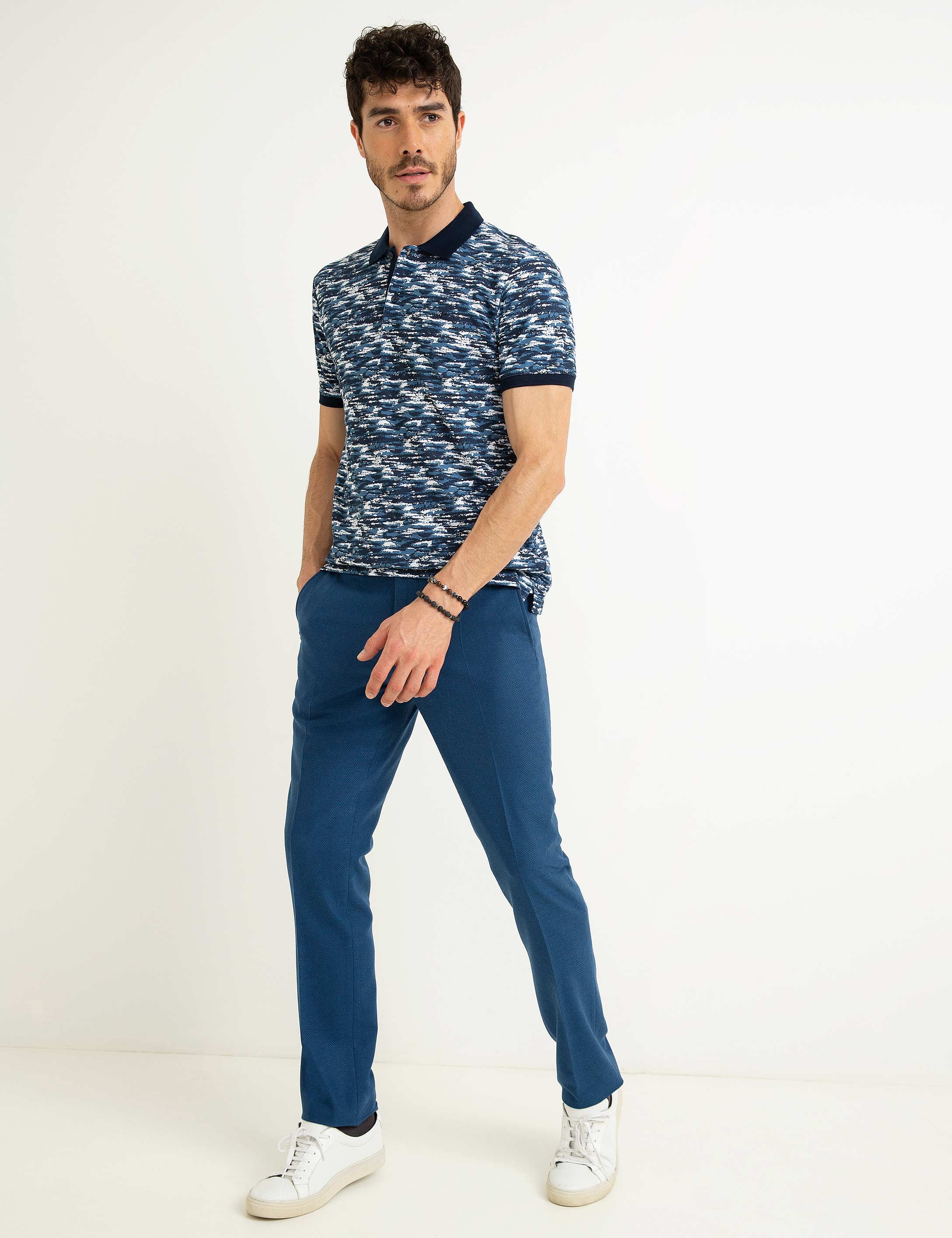 Lacivert Slim Fit Polo Yaka T-Shirt