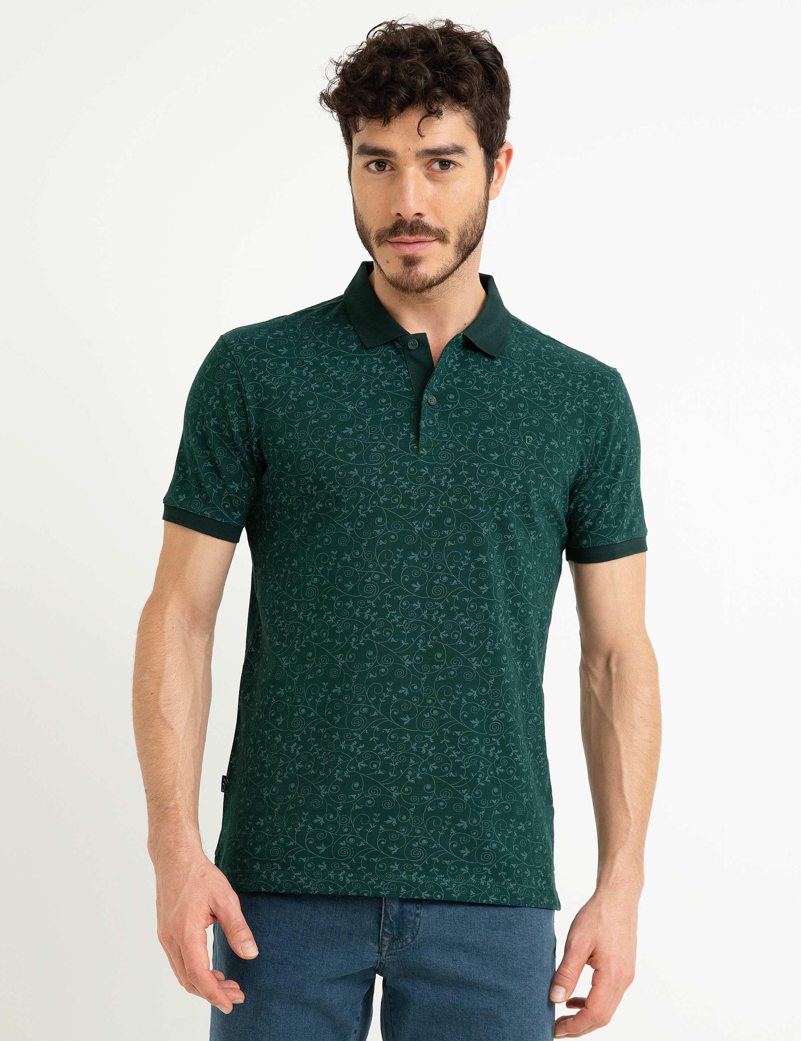 Koyu Yeşil Slim Fit Polo Yaka T-Shirt