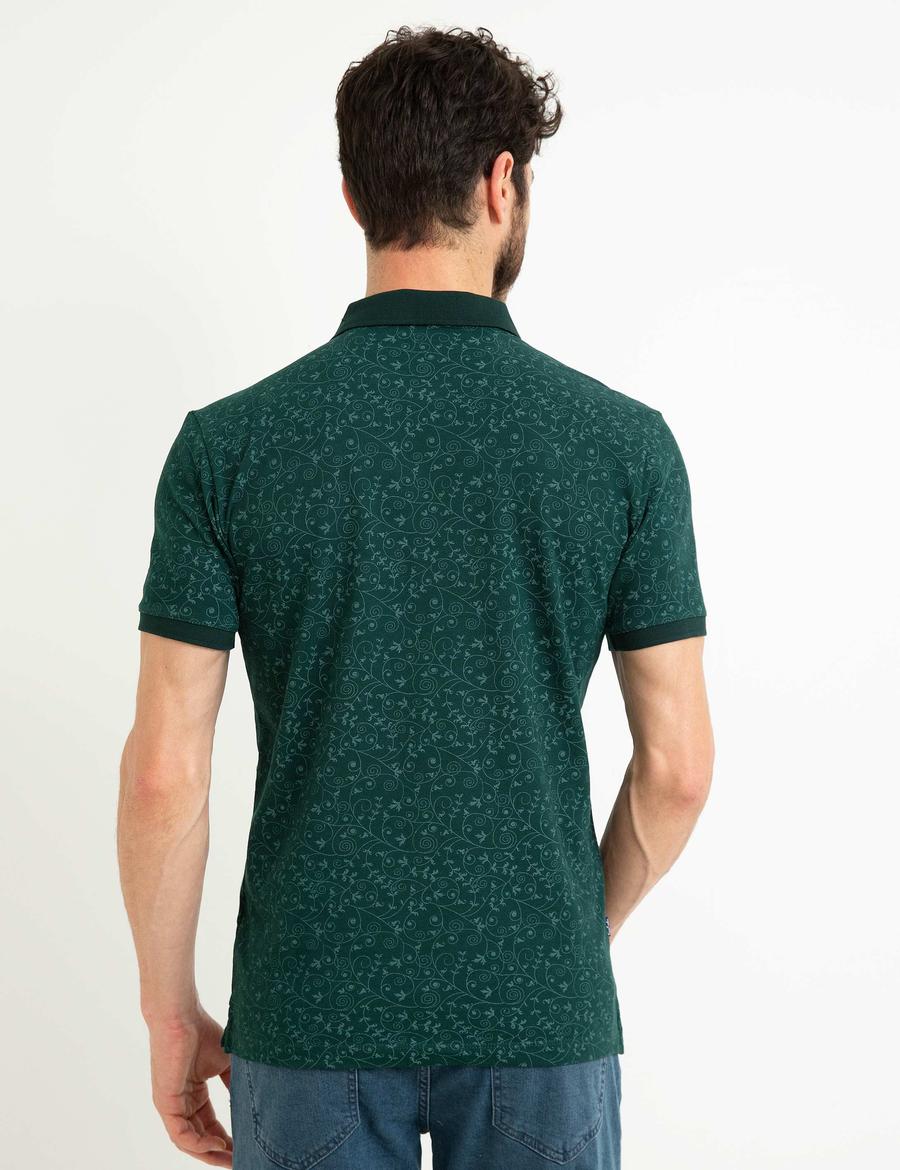 Koyu Yeşil Slim Fit Polo Yaka T-Shirt