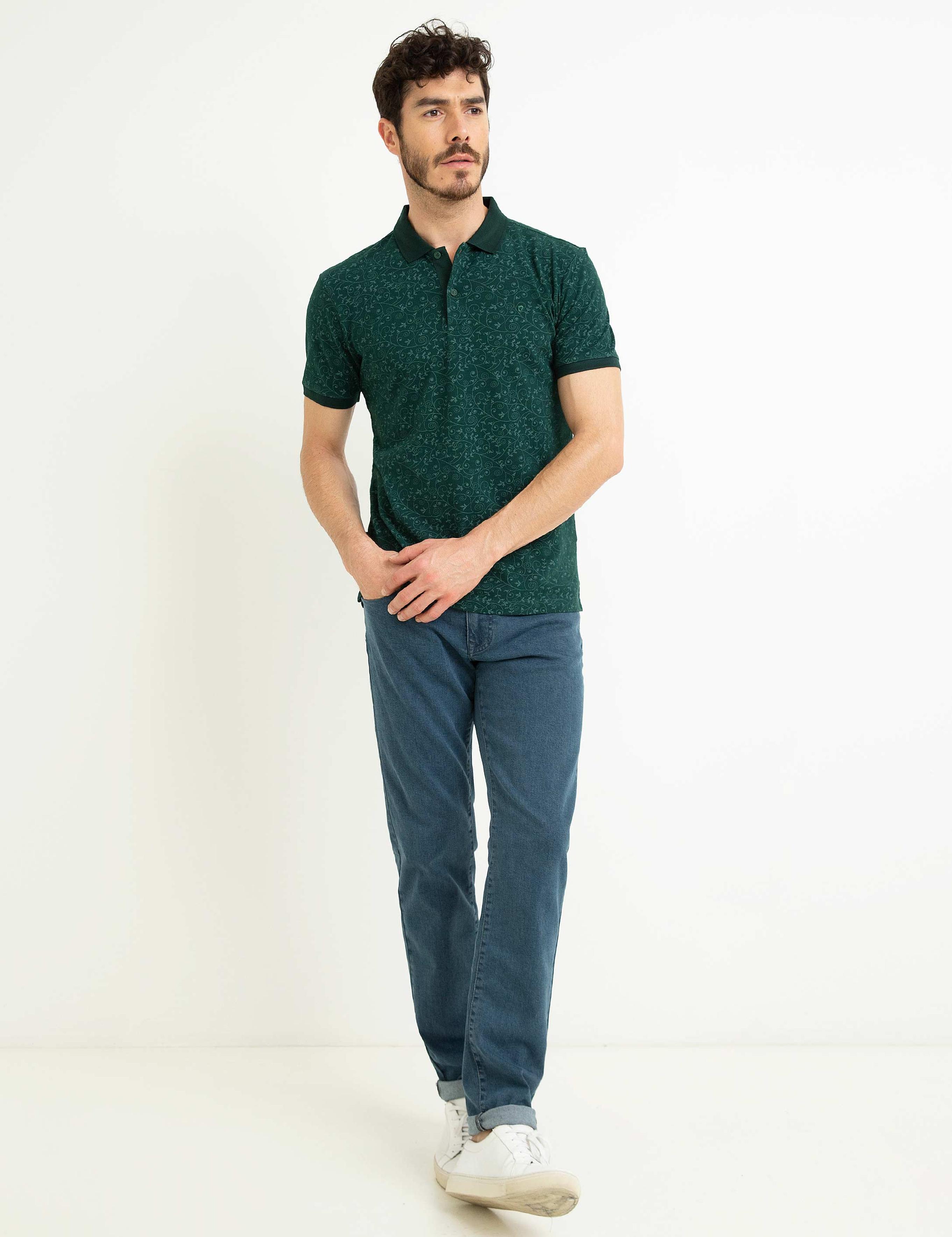 Koyu Yeşil Slim Fit Polo Yaka T-Shirt