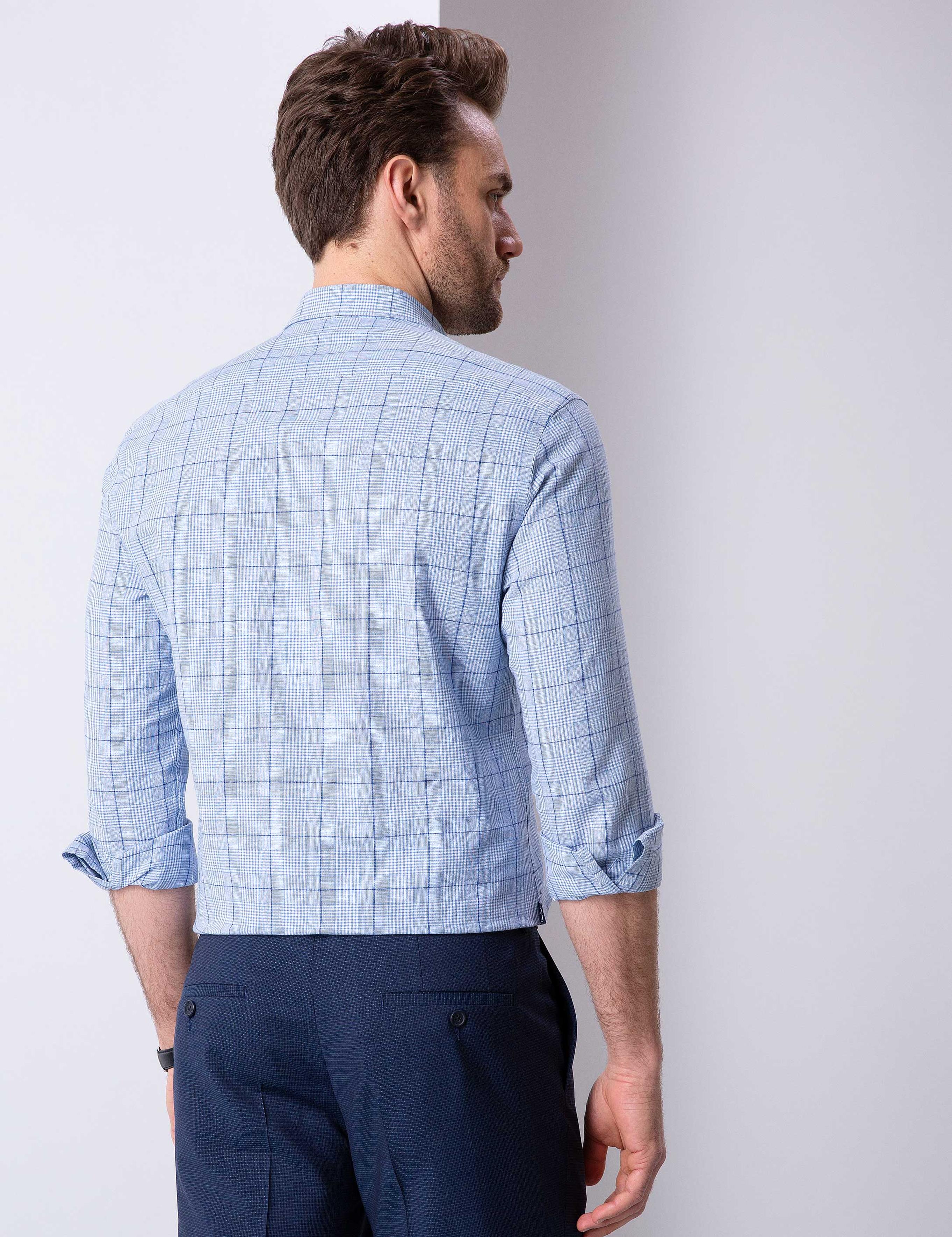 Mavi Slim Fit Uzun Kollu Gömlek