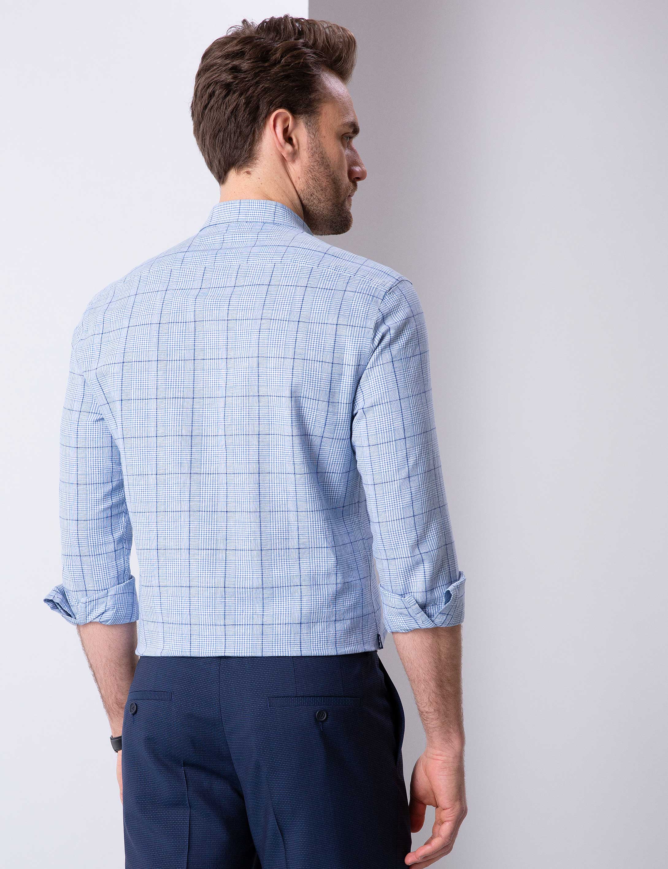 Mavi Slim Fit Uzun Kollu Gömlek - Image 3