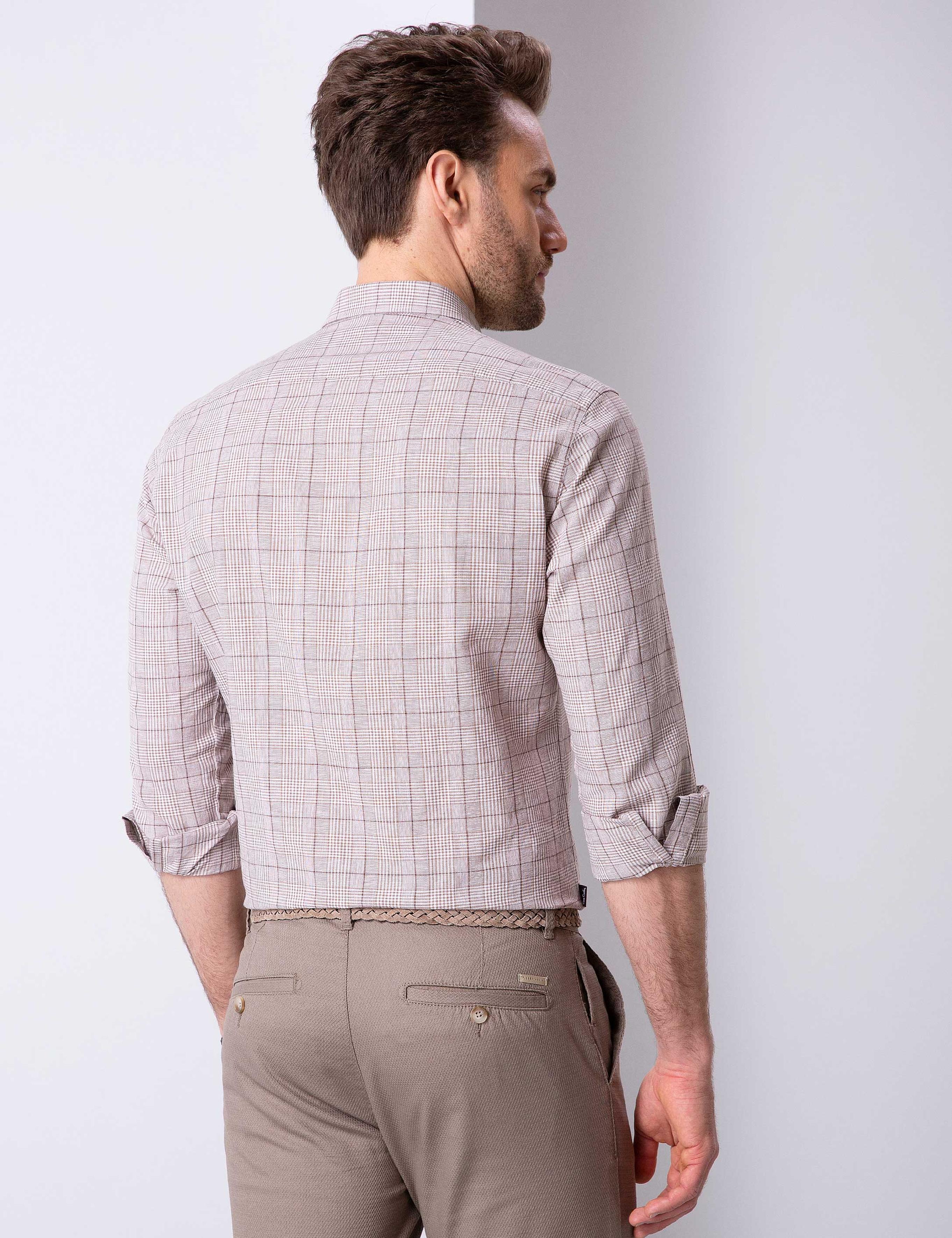 Kahverengi Slim Fit Gömlek