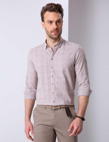 Kahverengi Slim Fit Gömlek - 50200472014