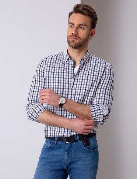 Lacivert Slim Fit Uzun Kollu Gömlek - 50200479001