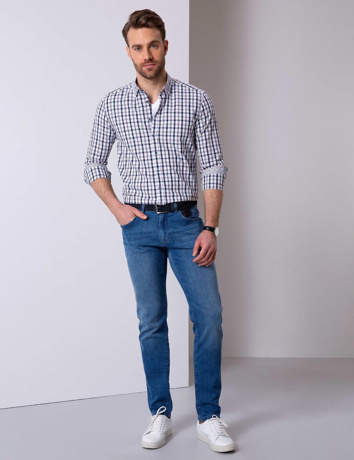 Lacivert Slim Fit Uzun Kollu Gömlek - 50200479001