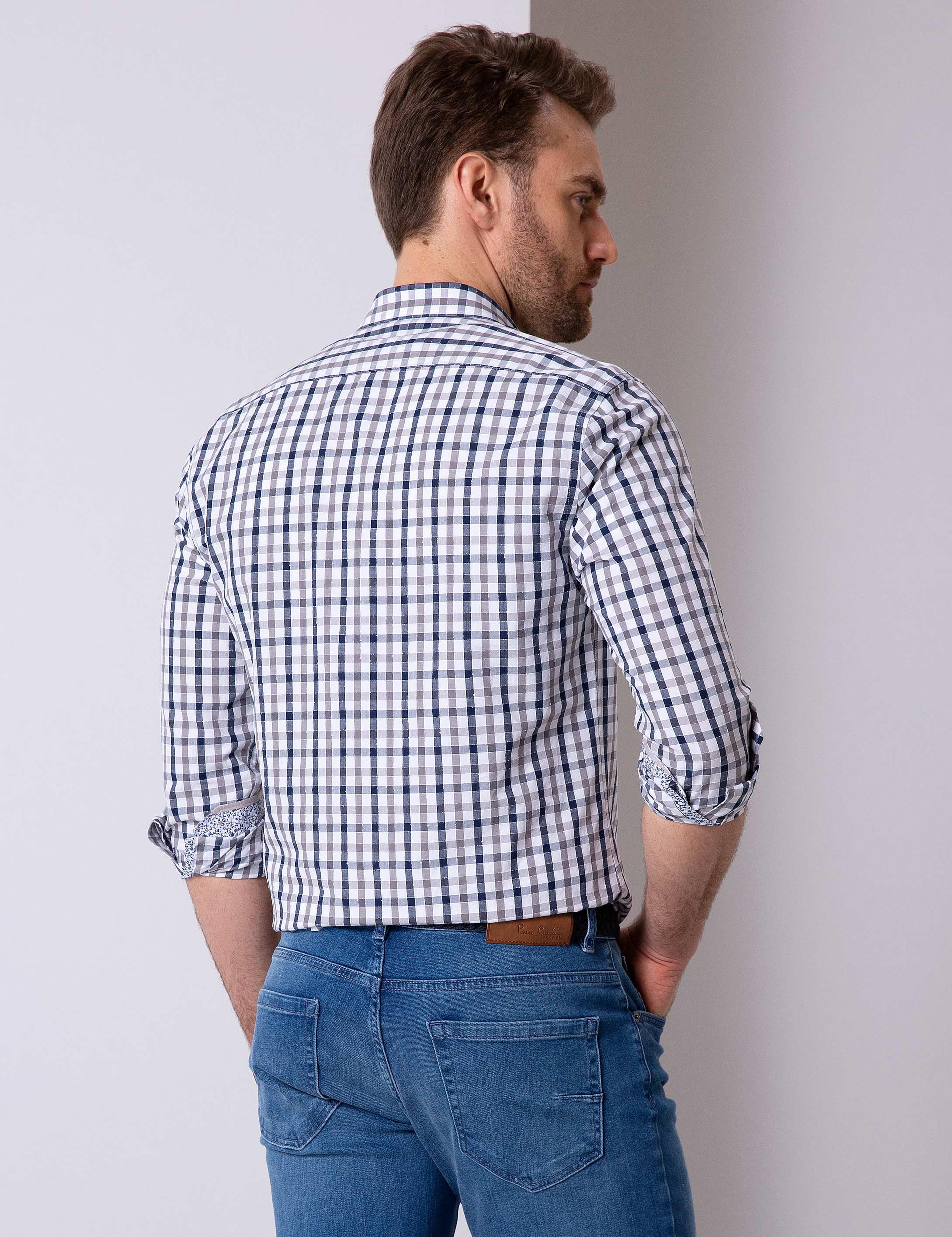 Lacivert Slim Fit Uzun Kollu Gömlek