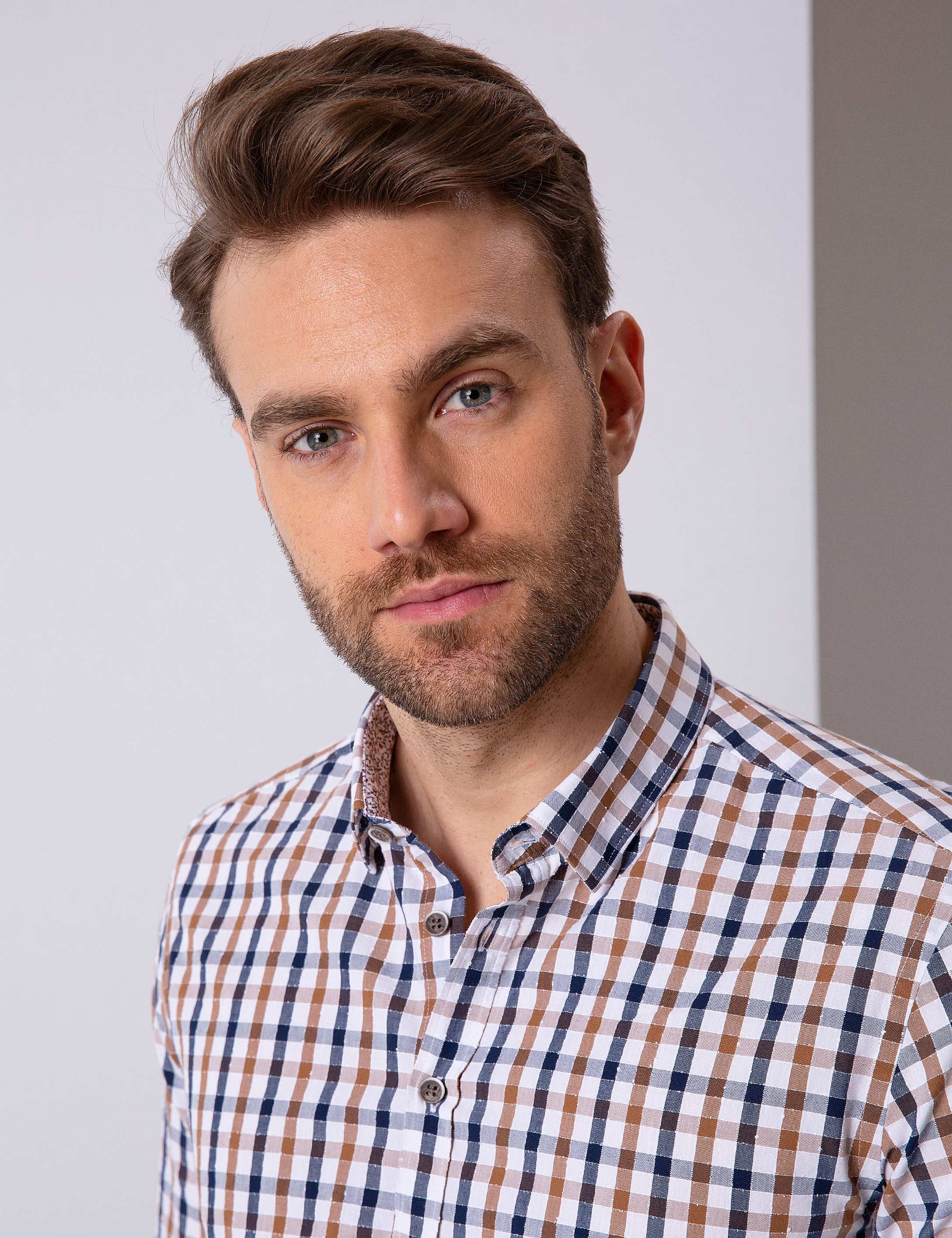 Kahverengi Slim Fit Uzun Kollu Gömlek - Image 3
